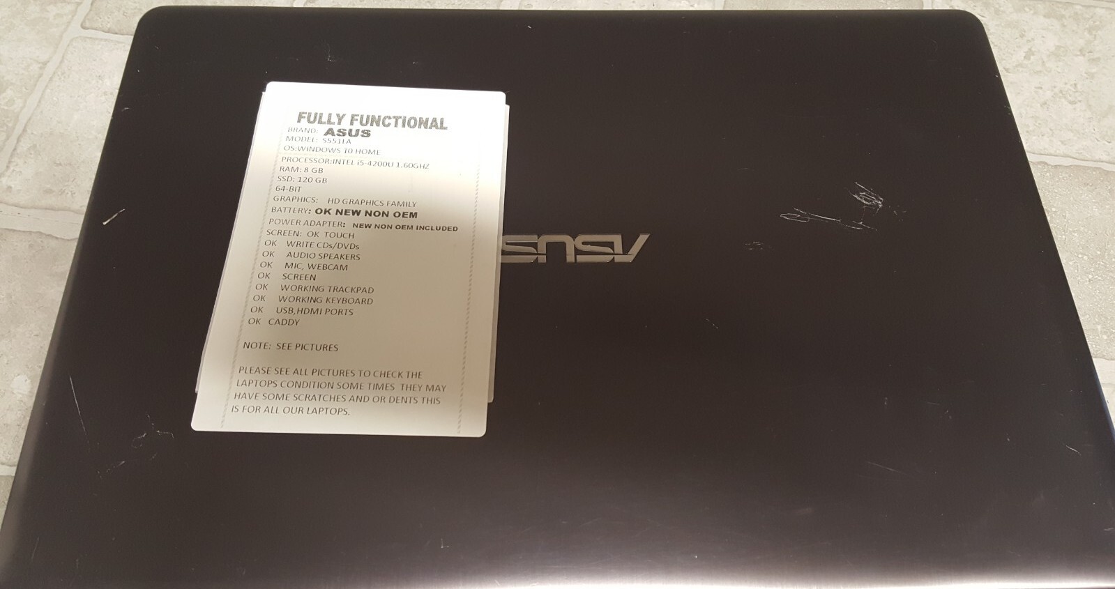Asus S551LA, Intel Core i5-4200U w/Non Oem Power Supply
