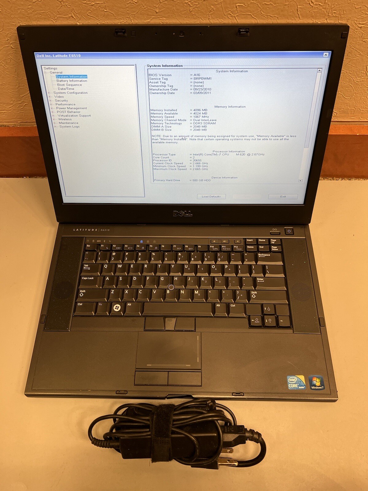 Dell Latitude E6510 Core i7 M620 4GB RAM 500GB HDD Wifi NVIDIA BLUETOOTH WEBCAM