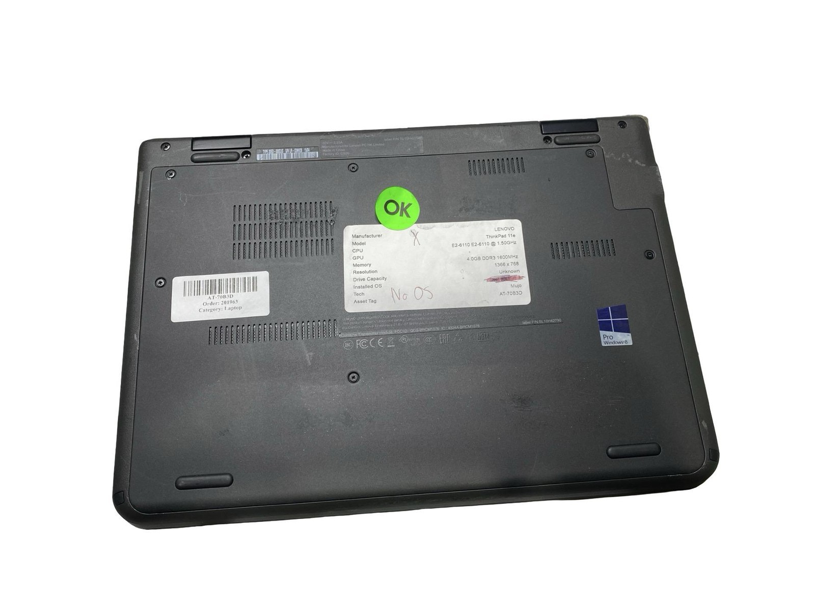Lenovo ThinkPad Yoga 11e E2-6110 4GB NO Drive/Battery/GPU C4 F3