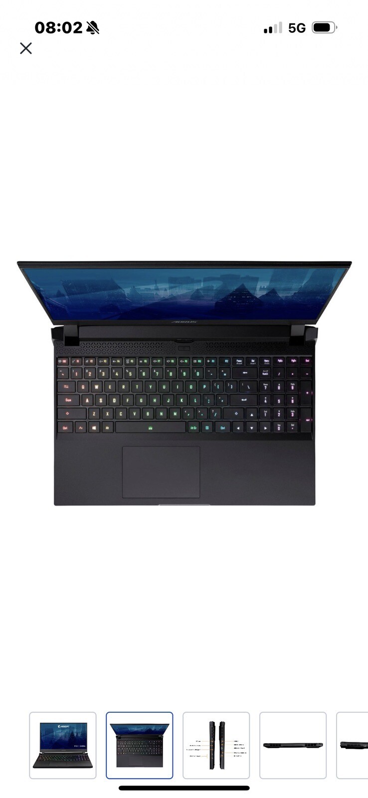 GIGABYTE AORUS 15.6 1TB SSD Intel Core i7 240Hz 32GB RAM NVIDIA GeForce RTX 3080