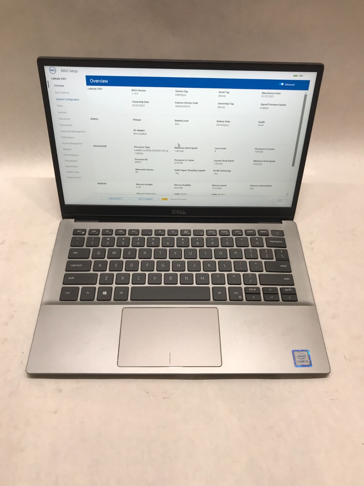 Dell Latitude 3301 13″ Intel Core i5 8GB RAM NO SSD/OS For Parts READ DESC – DW