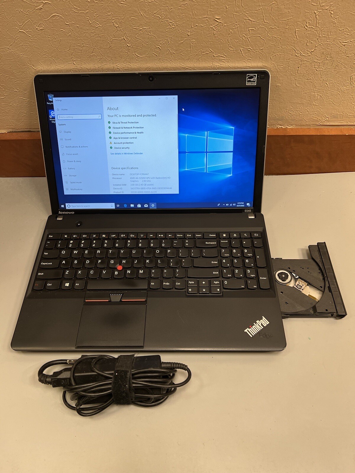 Lenovo thinkpad E545 AMD A6-5350M Radeon HD 2.90GHz 4GB RAM 320GB HDD WEBCAM