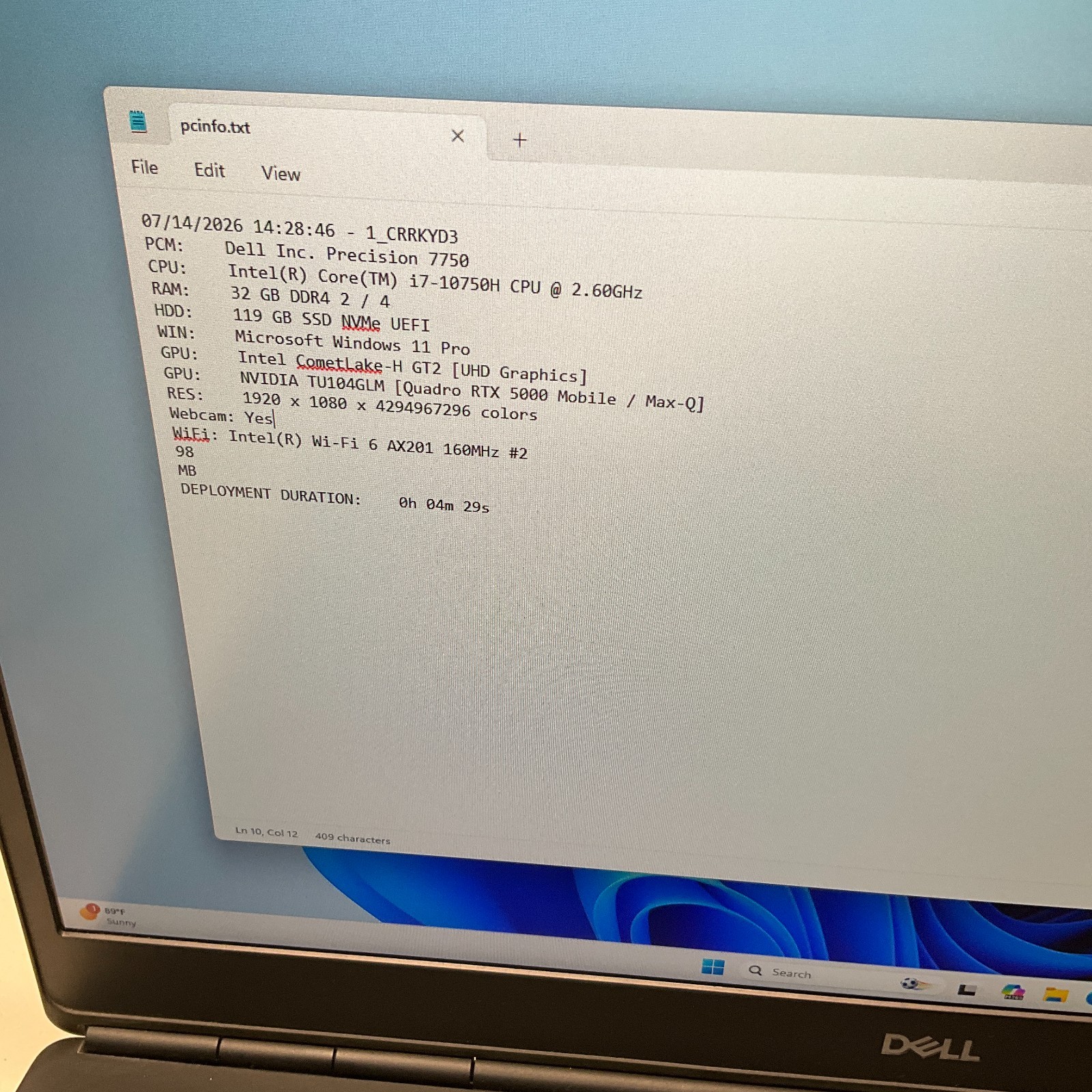 Dell Precision 7750 17.3 FHD i7-10750H 2.60GHz 32GB 128GB Quadro RTX 5000 BIOS