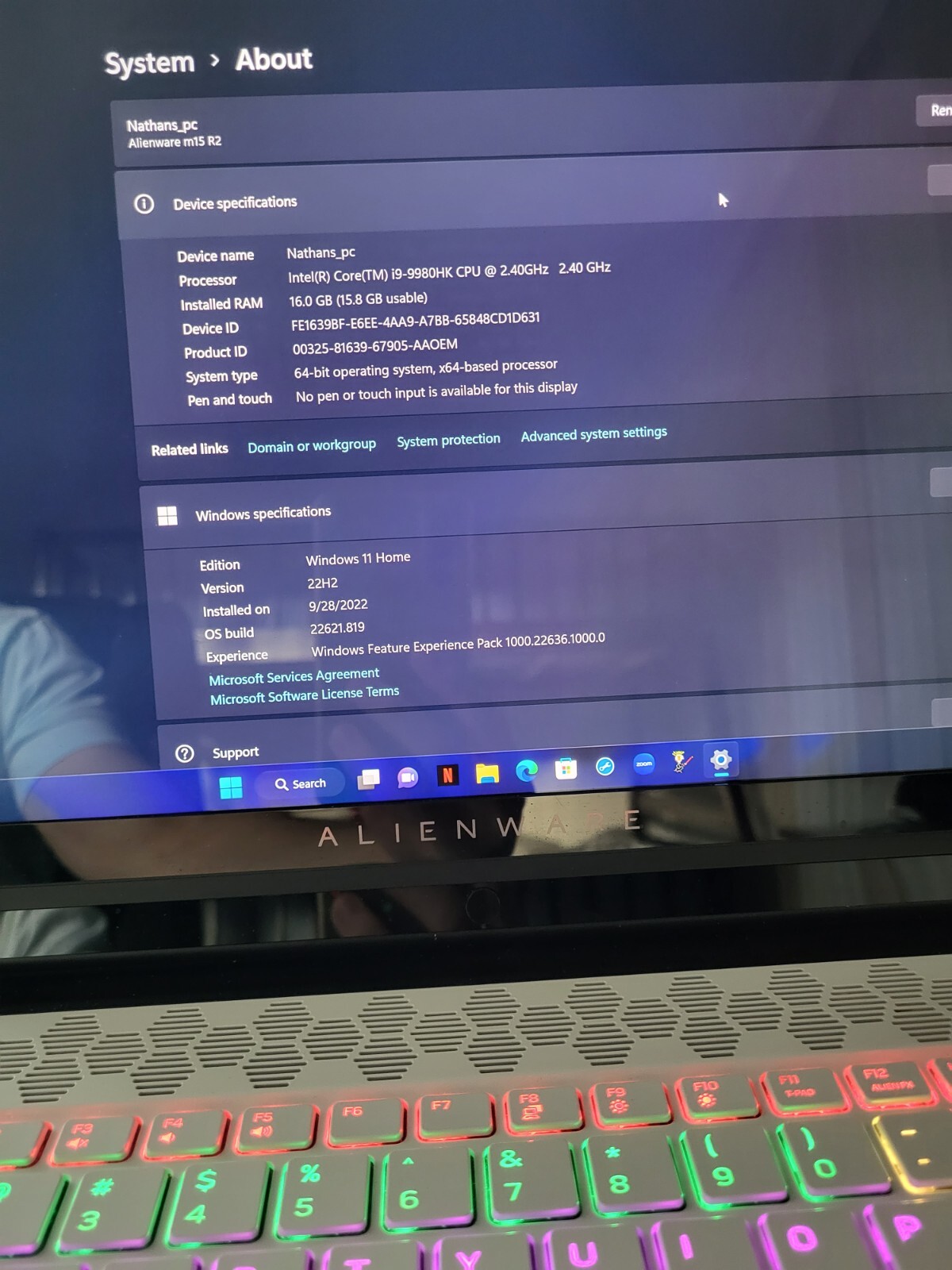 alienware laptop m15 R2
