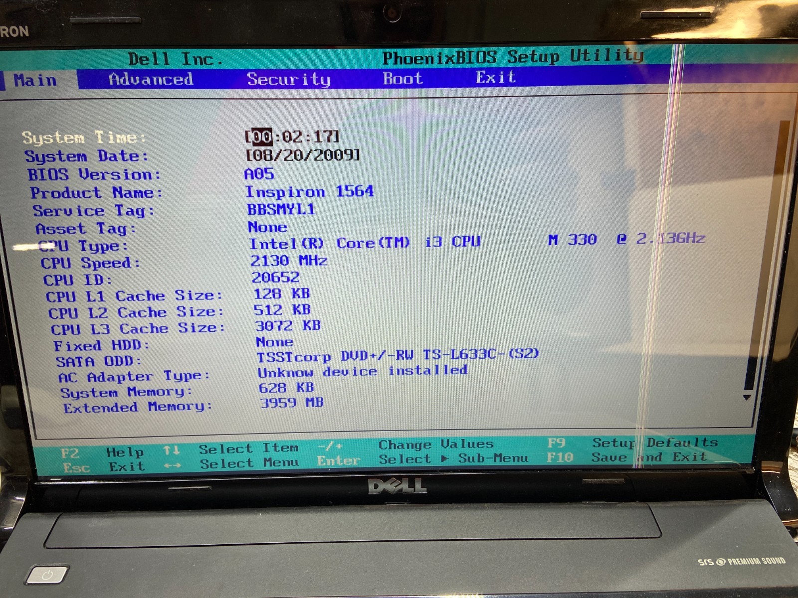 Dell Inspiron 1564 Intel i3-M330 2.13GHz 4 GB NO HDD READ