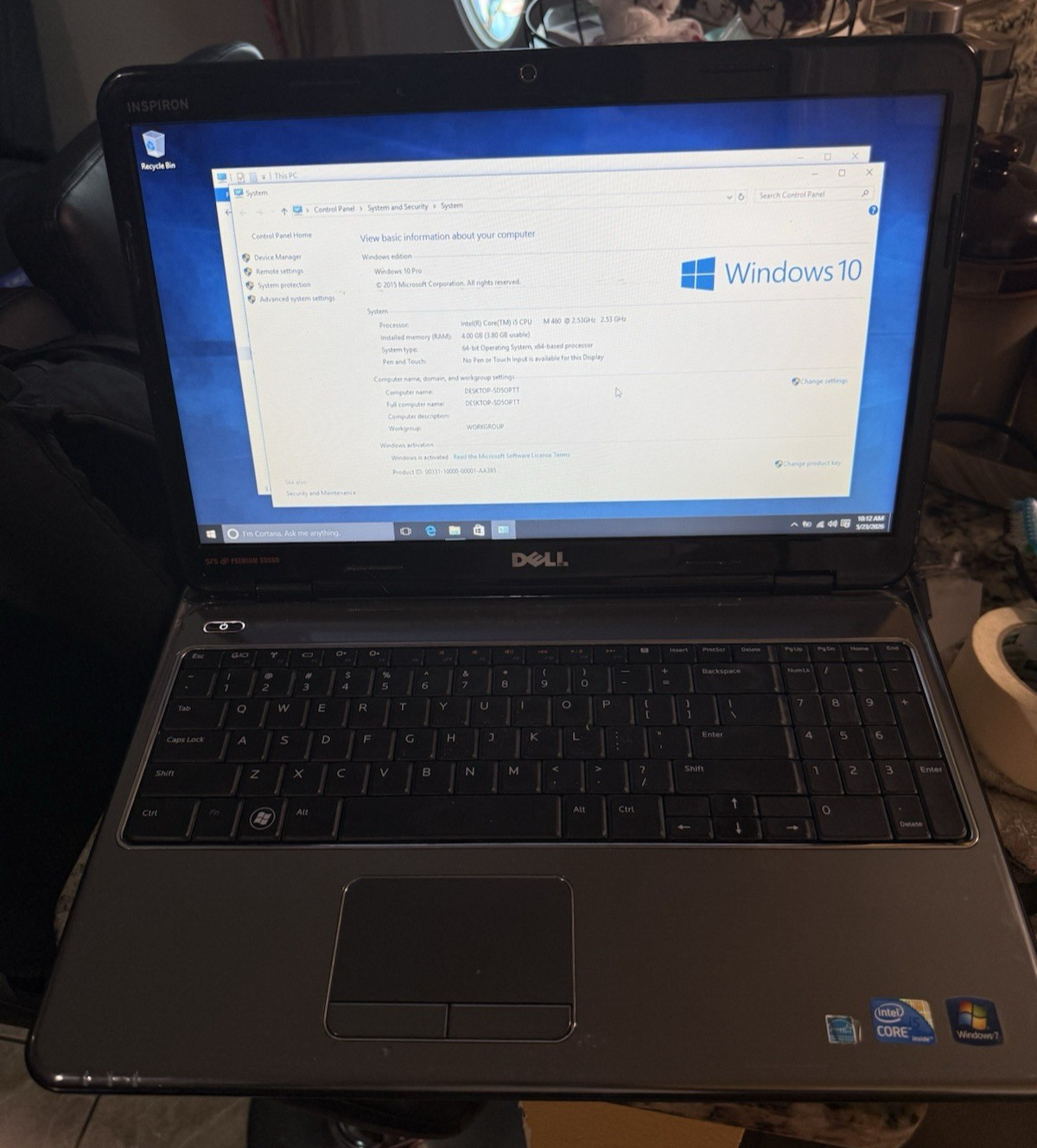 DELL INSPIRON N5010 – INTEL core i5-4 GB RAM 500GB HDD-2.53GHZ win 10 pro 64 bit