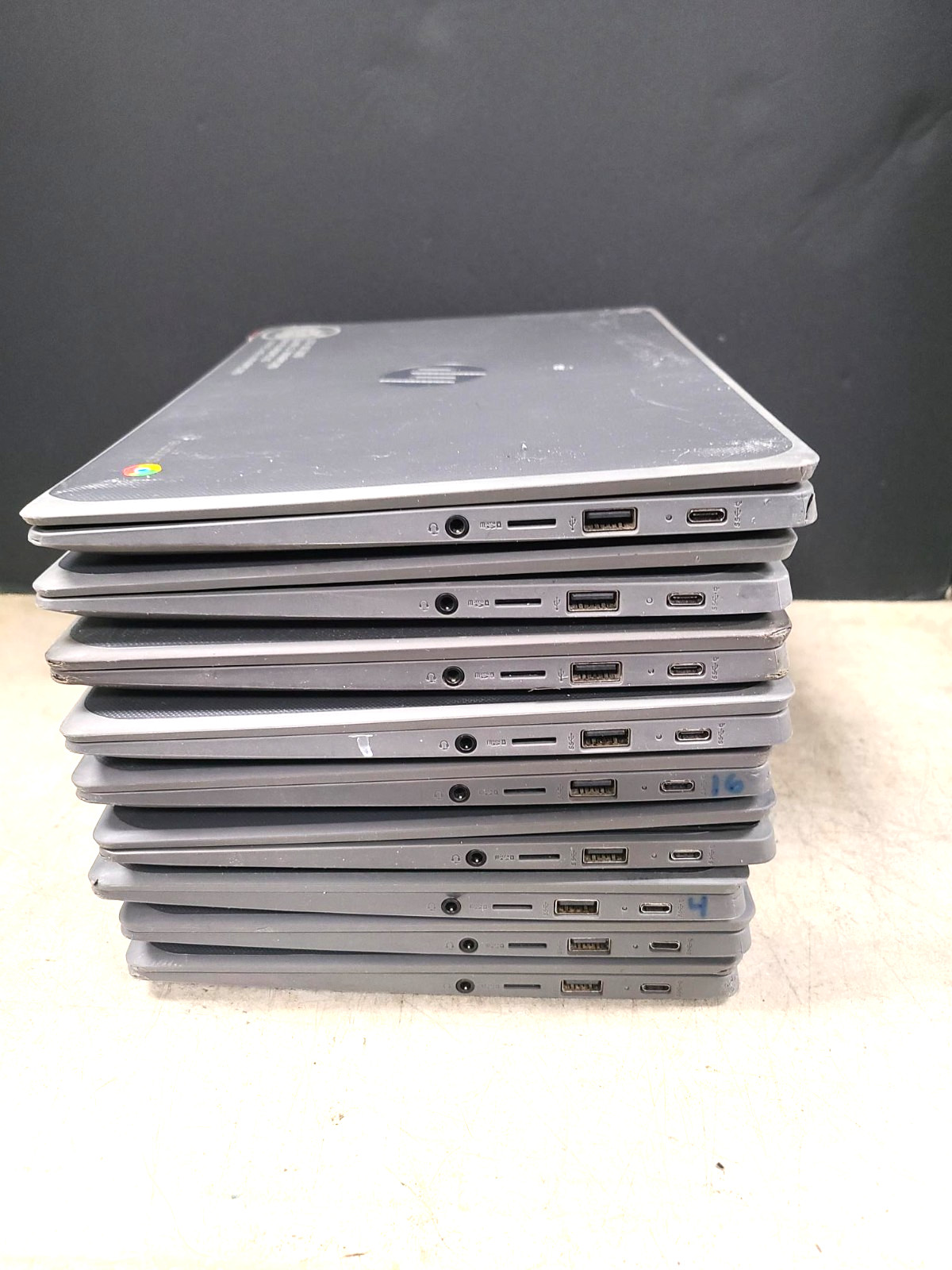Lot of 9 HP Chromebook 11A G8 EE No Chargers 4GB untested for parts