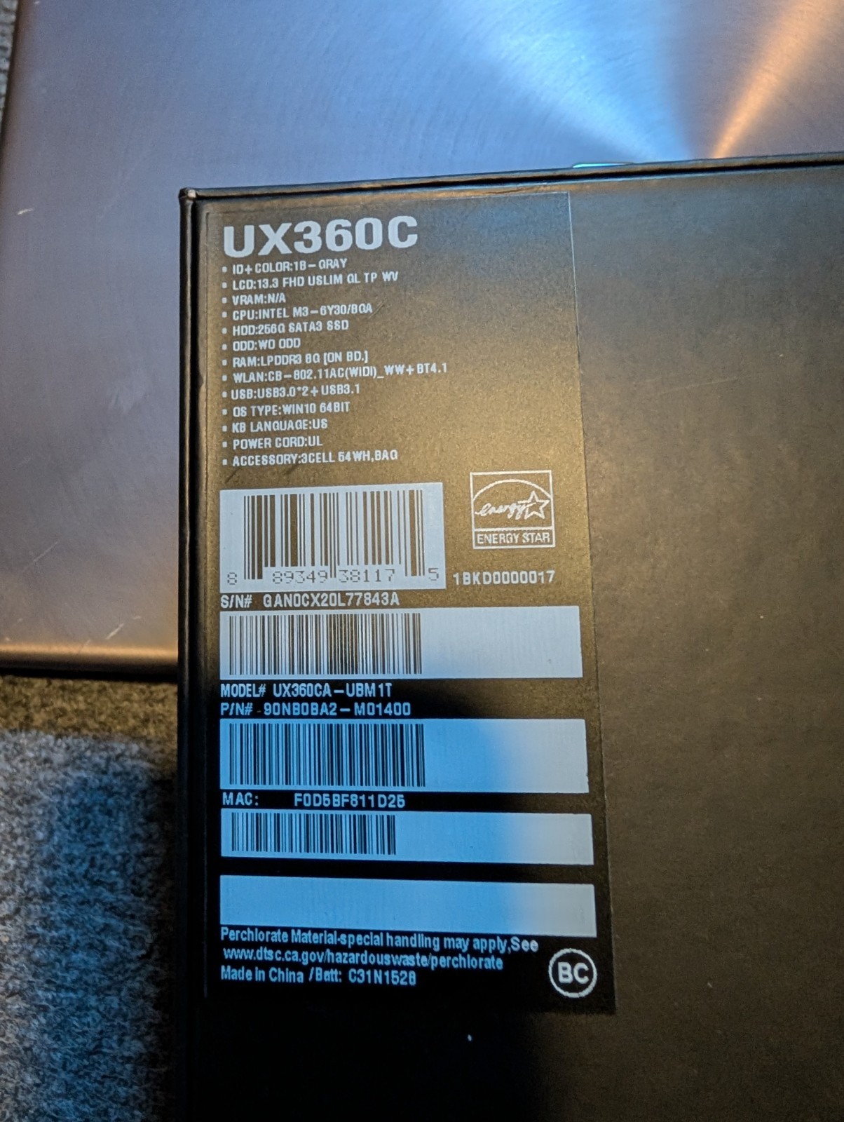 ​ASUS ZenBook Flip UX360C 13.3″ FHD Touch Laptop – Intel Core m3 – 8GB RAM – 256