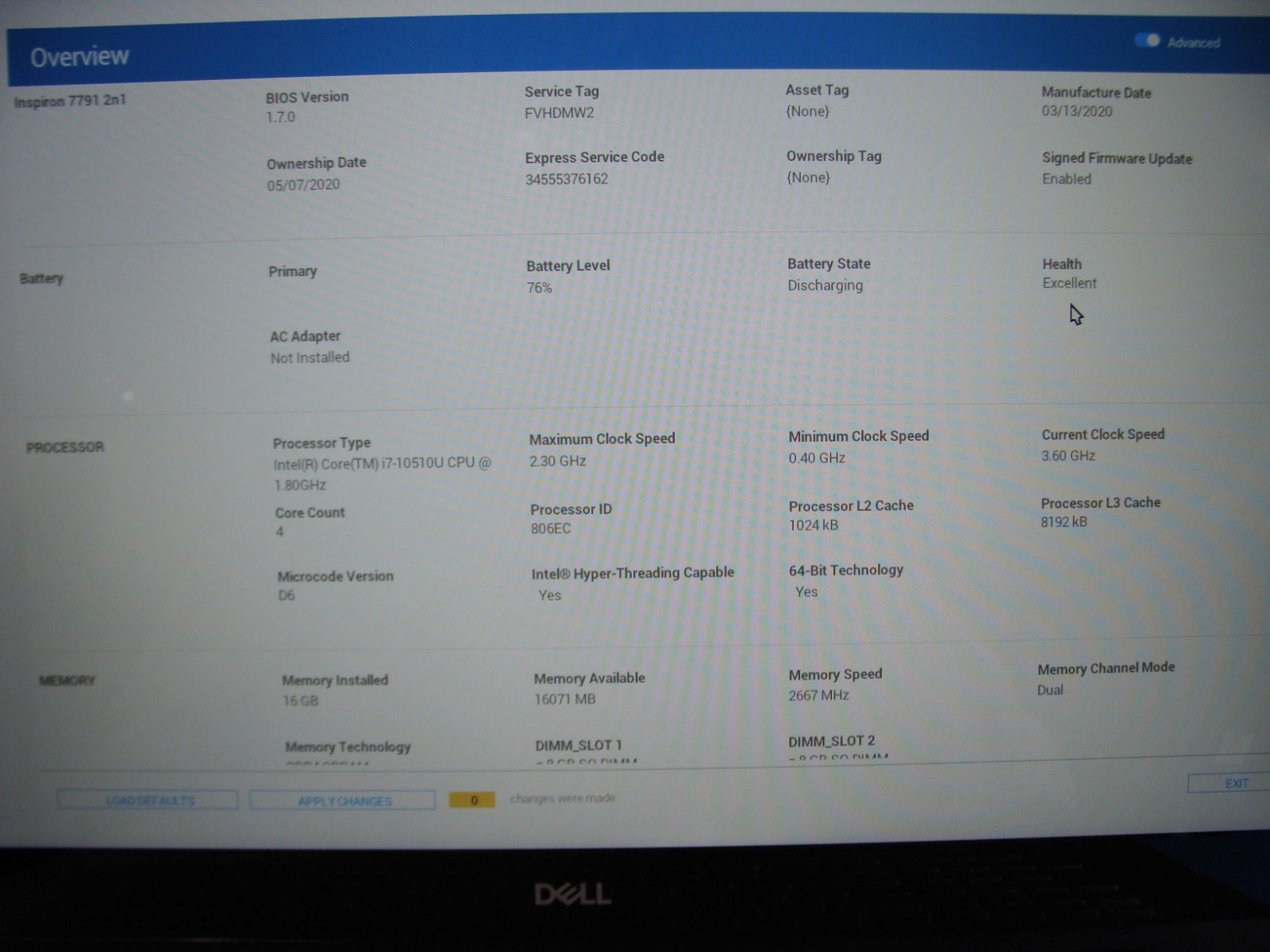DELL INSPIRON 7791 17″FHD 2-in-1 i7-10510U 1.8GHz 16GB 512GB MX250 2GB Win11Home