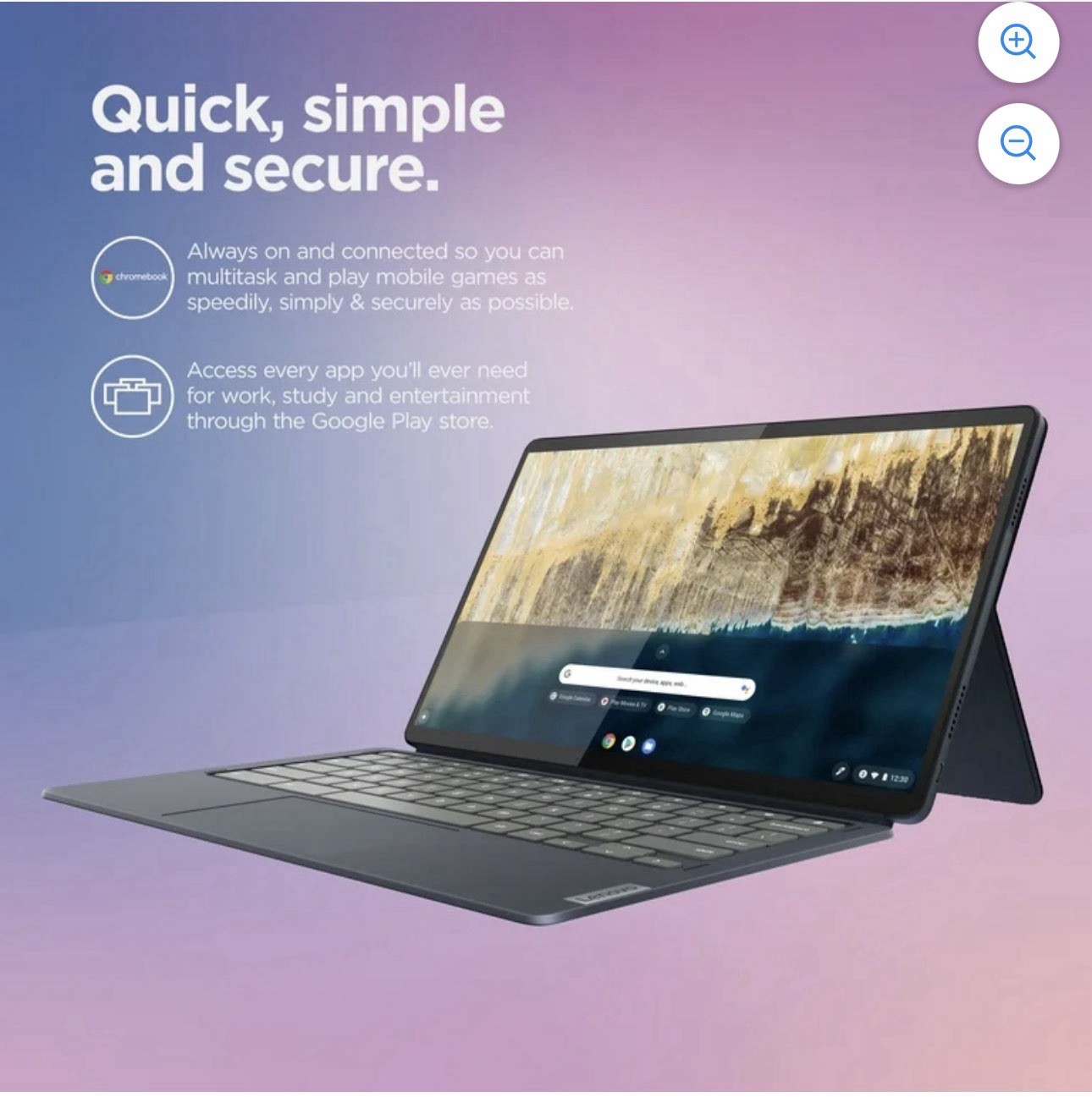 Lenovo Ideapad Duet 5 Chromebook Laptop, 13.3″ FHD OLED Touchscreen, 82QS0001US