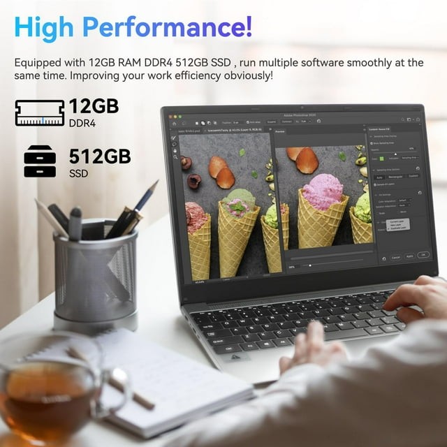 15.6 inch Laptop 12GB RAM DDR4 512GB ROM SSD Windows 11 Computers Bluetooth WiFi