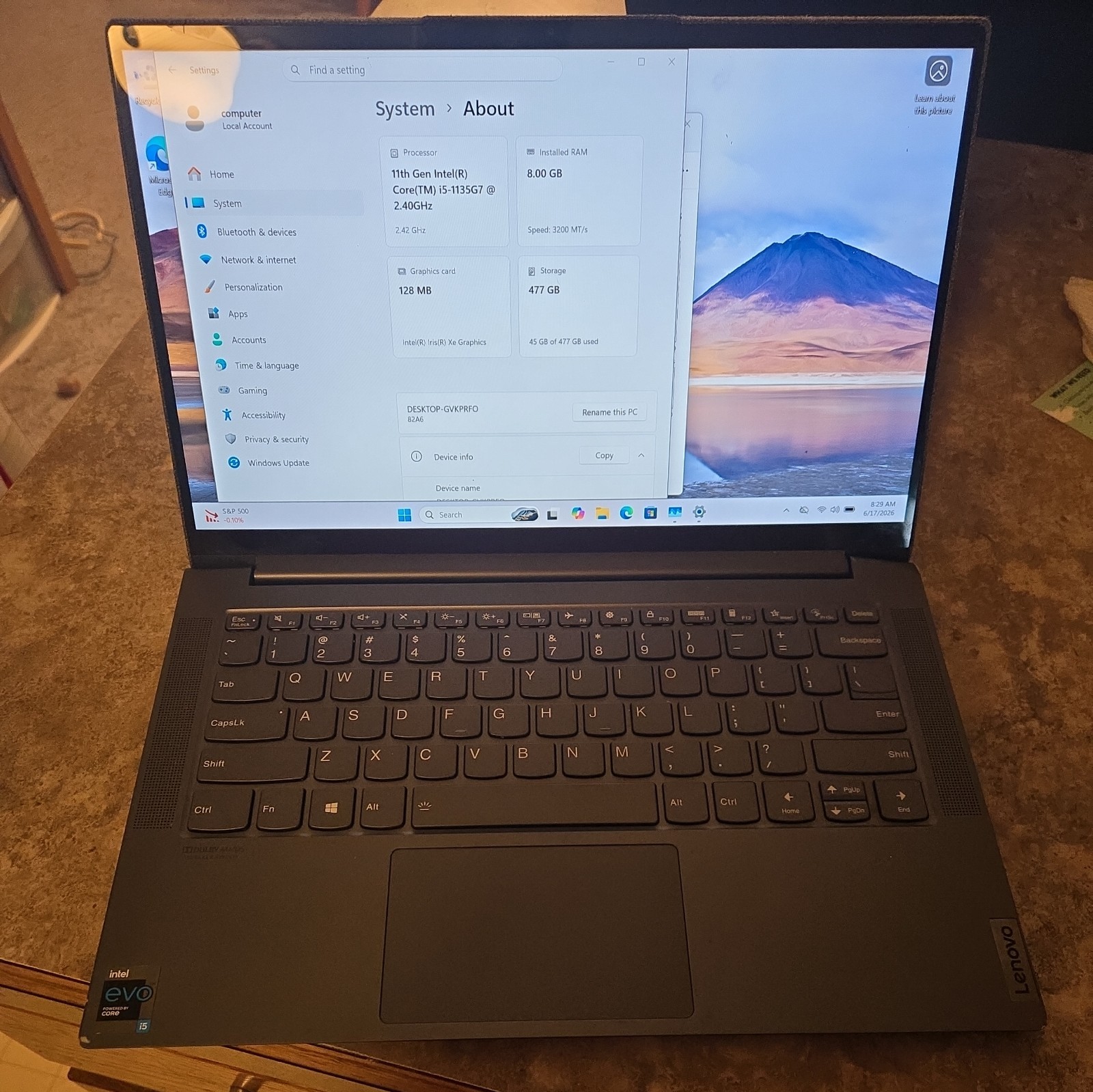 Lenovo IdeaPad Slim 7 14ITL05 i5-1135G7 8GB RAM 512 GB NVMe 14″ Touch Laptop PC.