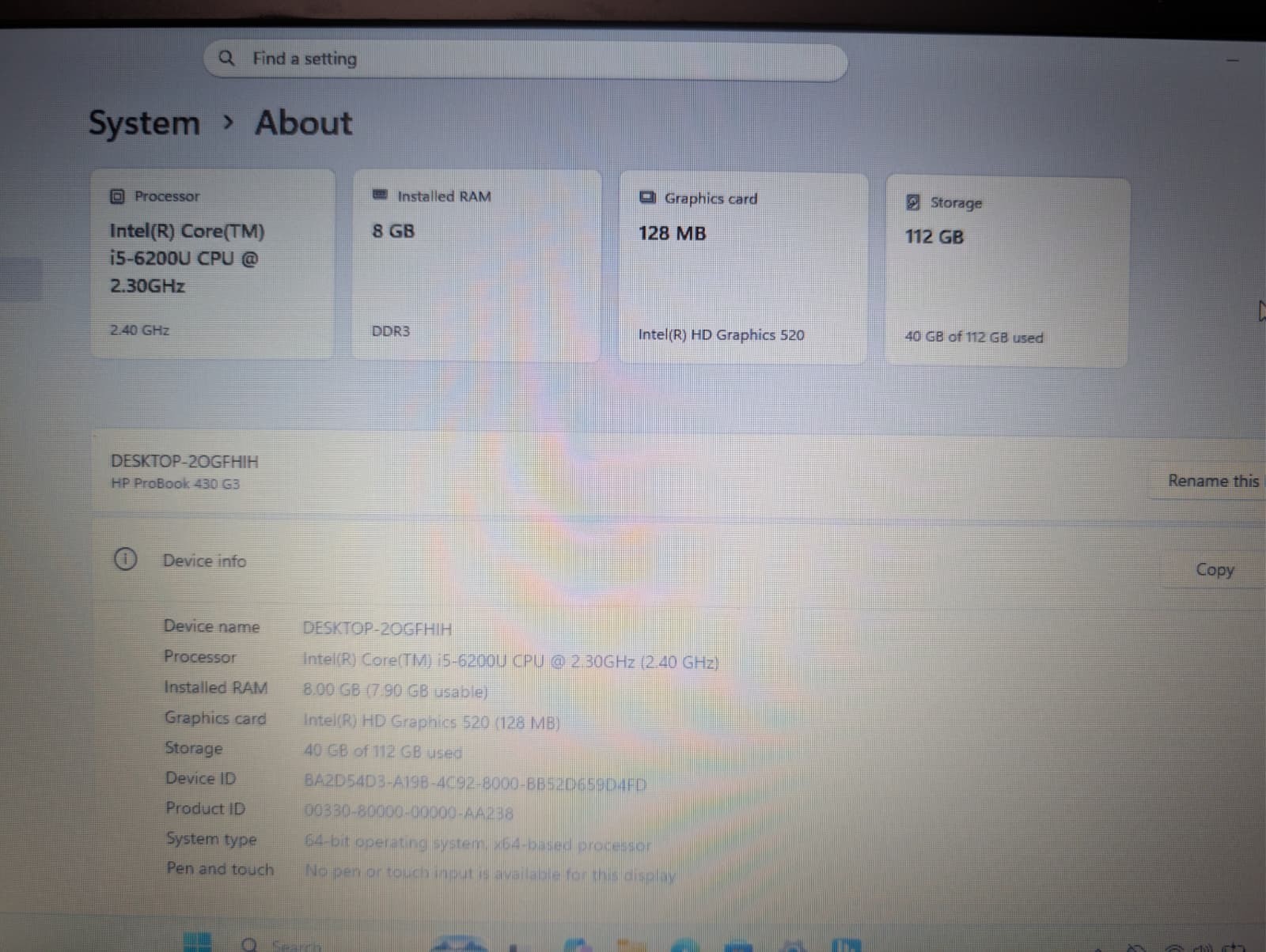 HP ProBook 430 G3 | i5 6th Gen 8GB RAM 128GB SSD | HD Windows 11 Pro Adapter