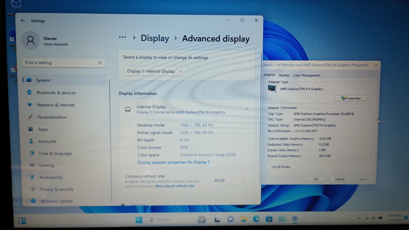 11056 inspiron3565 w/charger.A6-9200 Radeon R4.8GB.128GB SSD.15.6″.Optical.W11