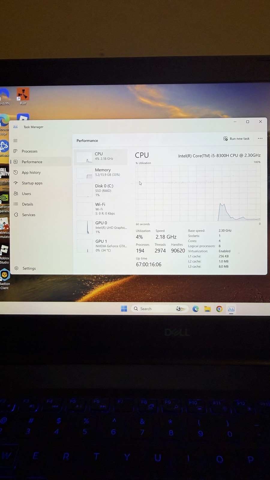Dell G3 G Series 15.6″ Gaming Laptop i5-8300H 16GB 1TB SSD GTX 1050 W11 (desc)