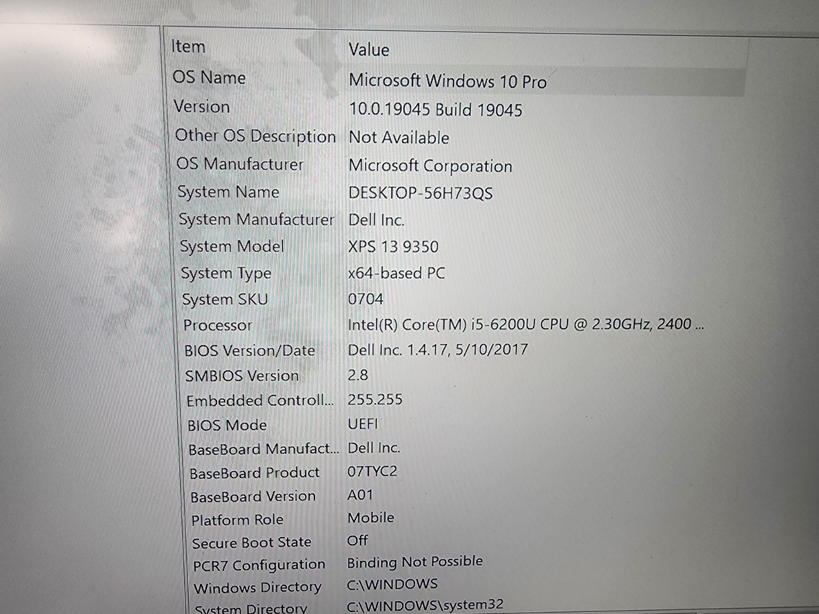 Dell XPS 13 9350, i5-6200u, 8 GB – 128 GB SSD Windows 10 Pro