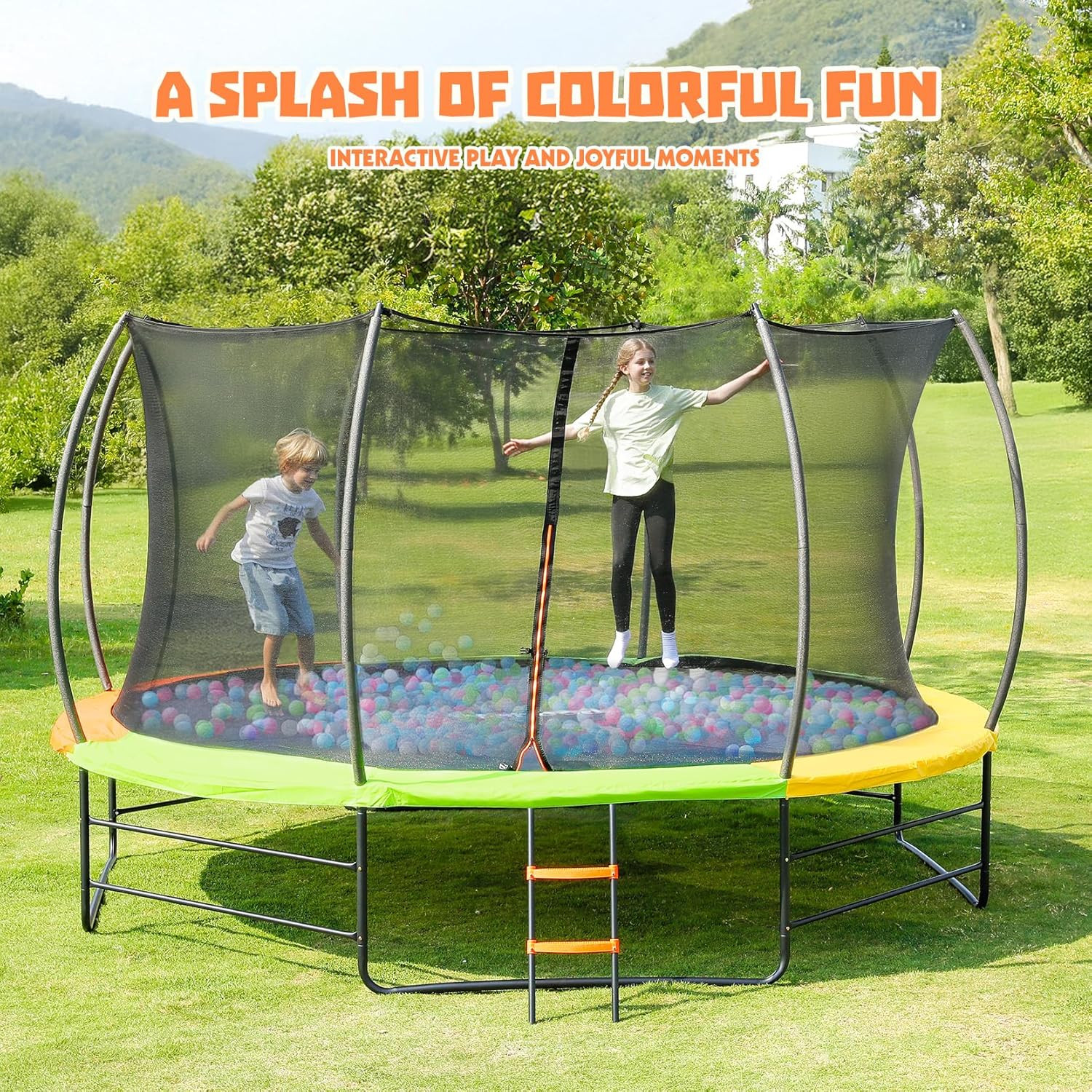 Yohood Trampoline Outdoor 12FT 14FT, Recreational Trampolines with Enclosure Net