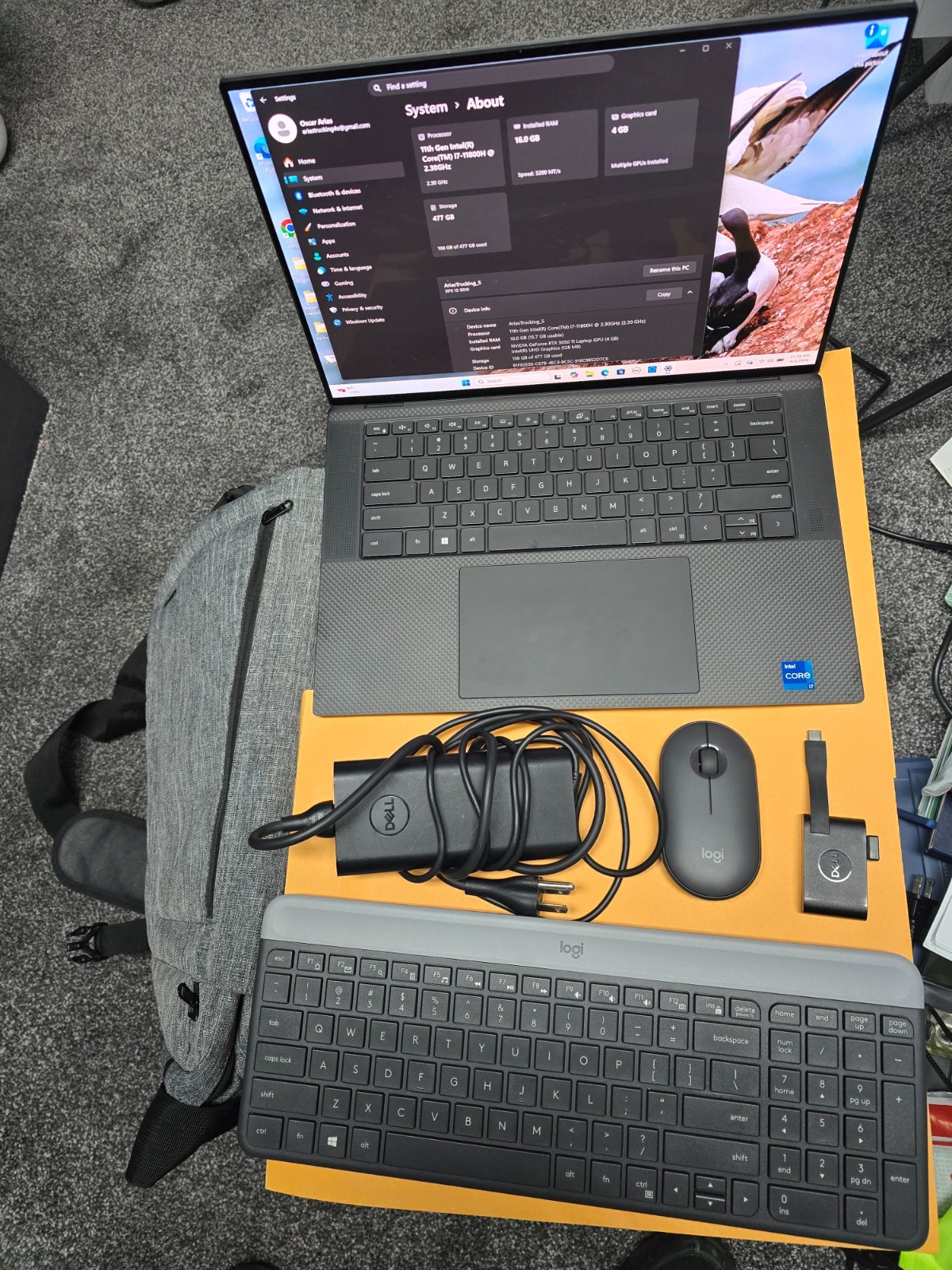 Dell XPS 15 9510 11th Gen Inteli7-11800H@2.30GHz,16GB RAM, 477GB Storage
