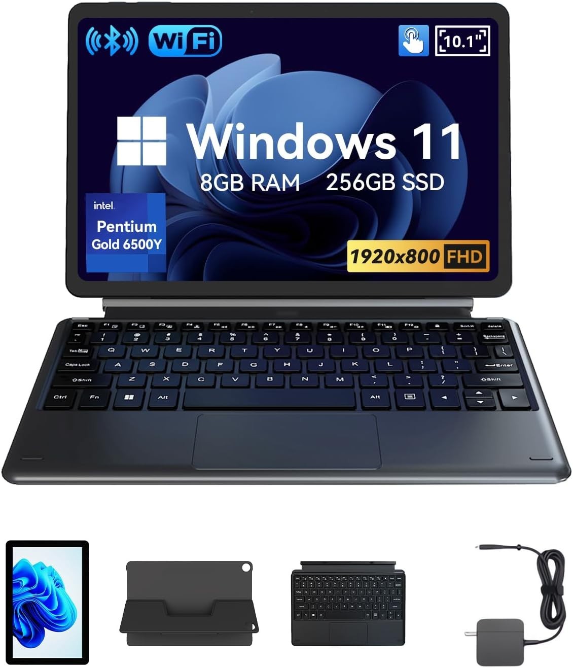 NewBook 10 10.1 inch 2-in-1 Laptop Tablet PC, Win 11 Compatible with Intel Penti