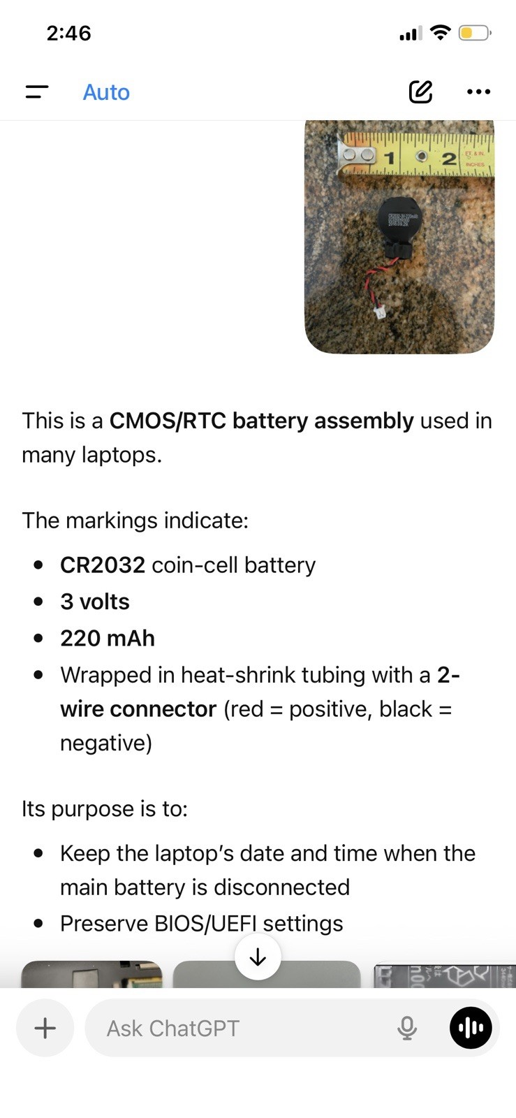 Dell Latitude P26T P26T003 3190 2 in 1 11.6″ – CMOS RTC Battery Assembly CR2032