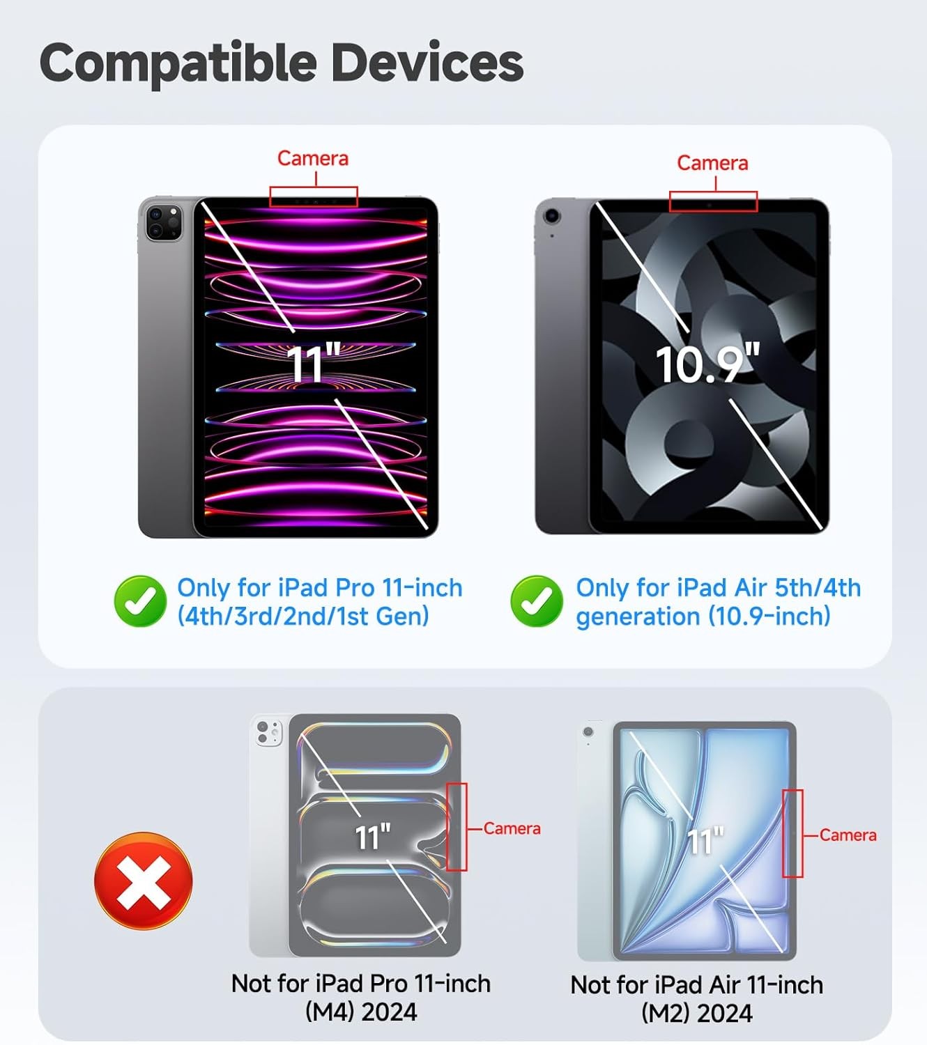 iPad Pro 11″(4th 3rd 2nd 1st Gen) and iPad Air 10.9″(5th 4th Gen) Screen Protect
