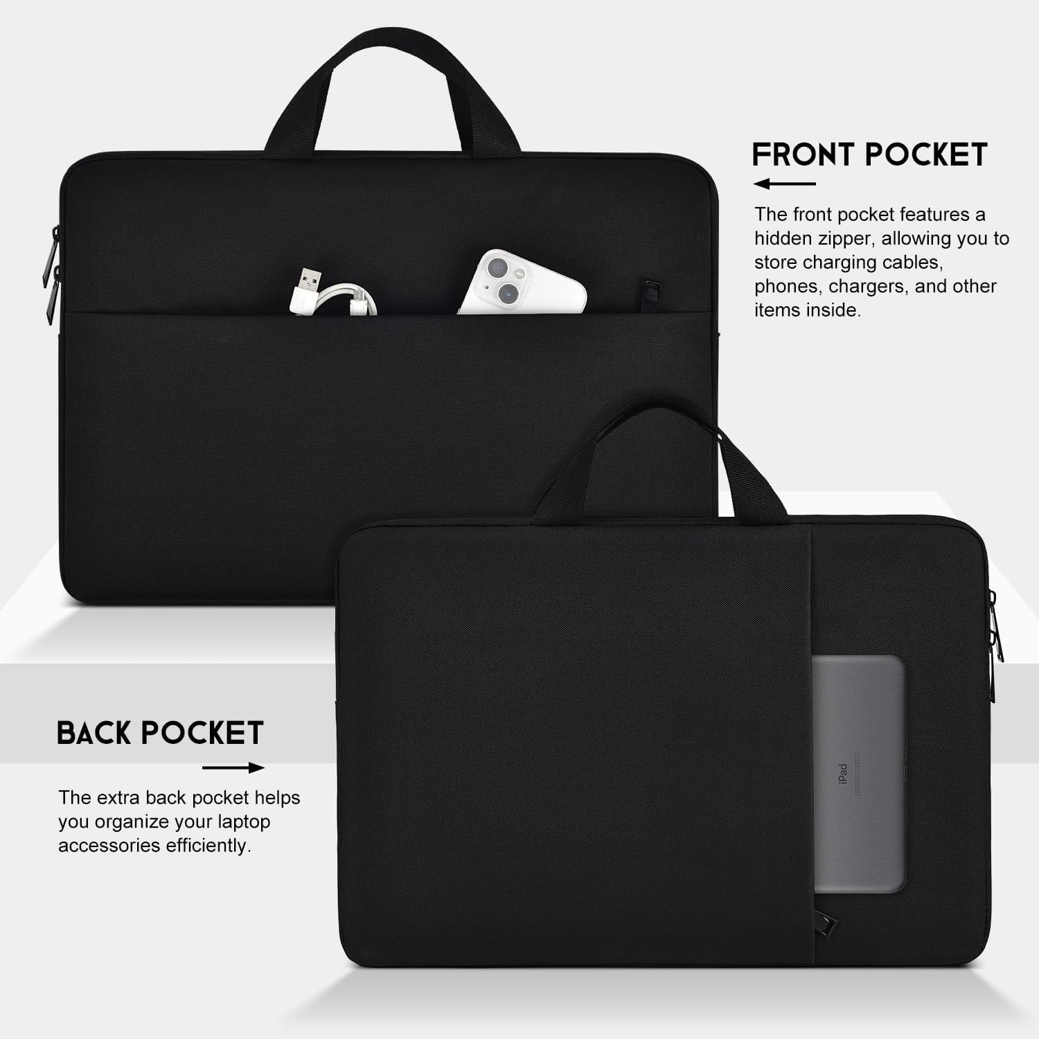 Sleeve for 17 17.3 inch Laptop – Shockproof-Padded Travel Carrying Bag, Black