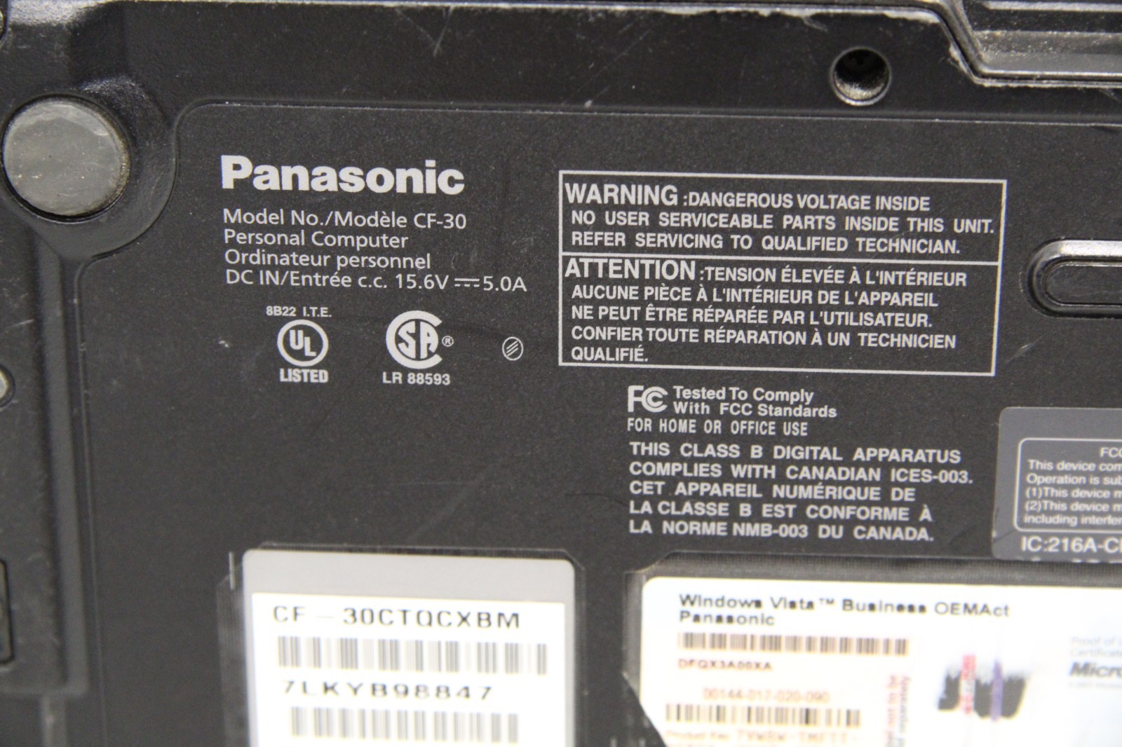 Panasonic Toughbook CF-30 13.3″ Laptop Intel Core 2 Duo L2400 1.66GHz 2GB No HDD