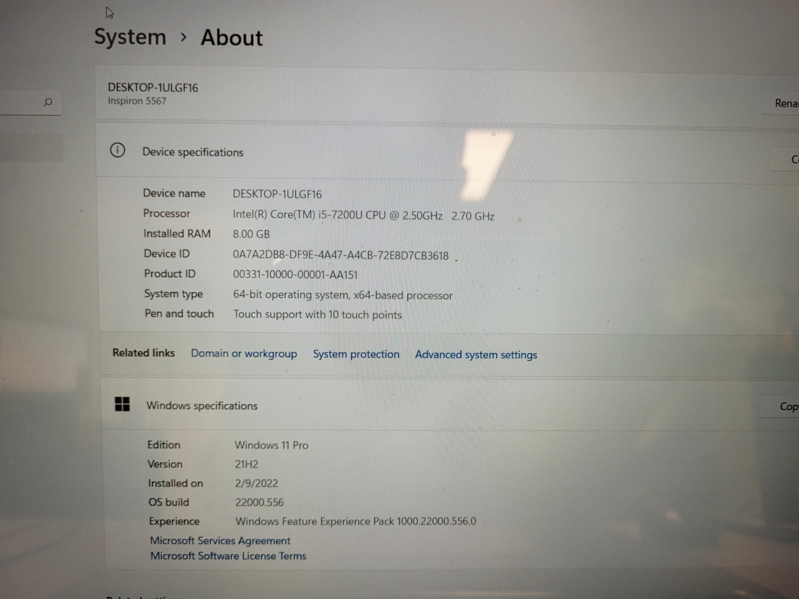 Dell inspiron 5567 15.6″ i5-7200u 2.5ghz 8gb ram 1tb hdd w11p READ 2J5WVF2