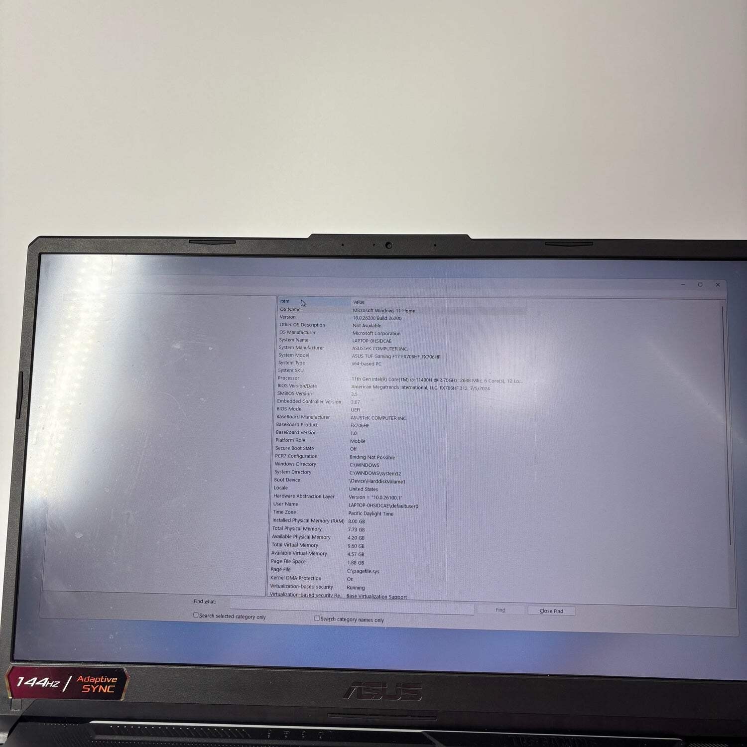 Asus TUF F17 FX706HF 14″ i5-11400H 2.7GHz 16GB RAM 512GB SSD SSD GeForce RTX2050
