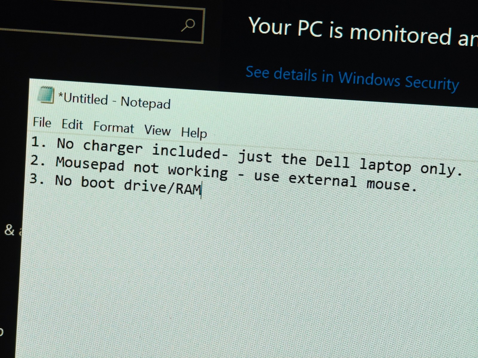 Dell Latitude 5490 Laptop – No Boot Drive/RAM, Intel i7-8650u – NO CHARGER