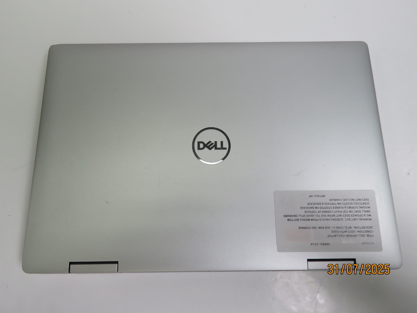 DELL INSPIRON 5591 LAPTOP INTEL CORE I5 8GB RAM NO STORAGE [CS14]