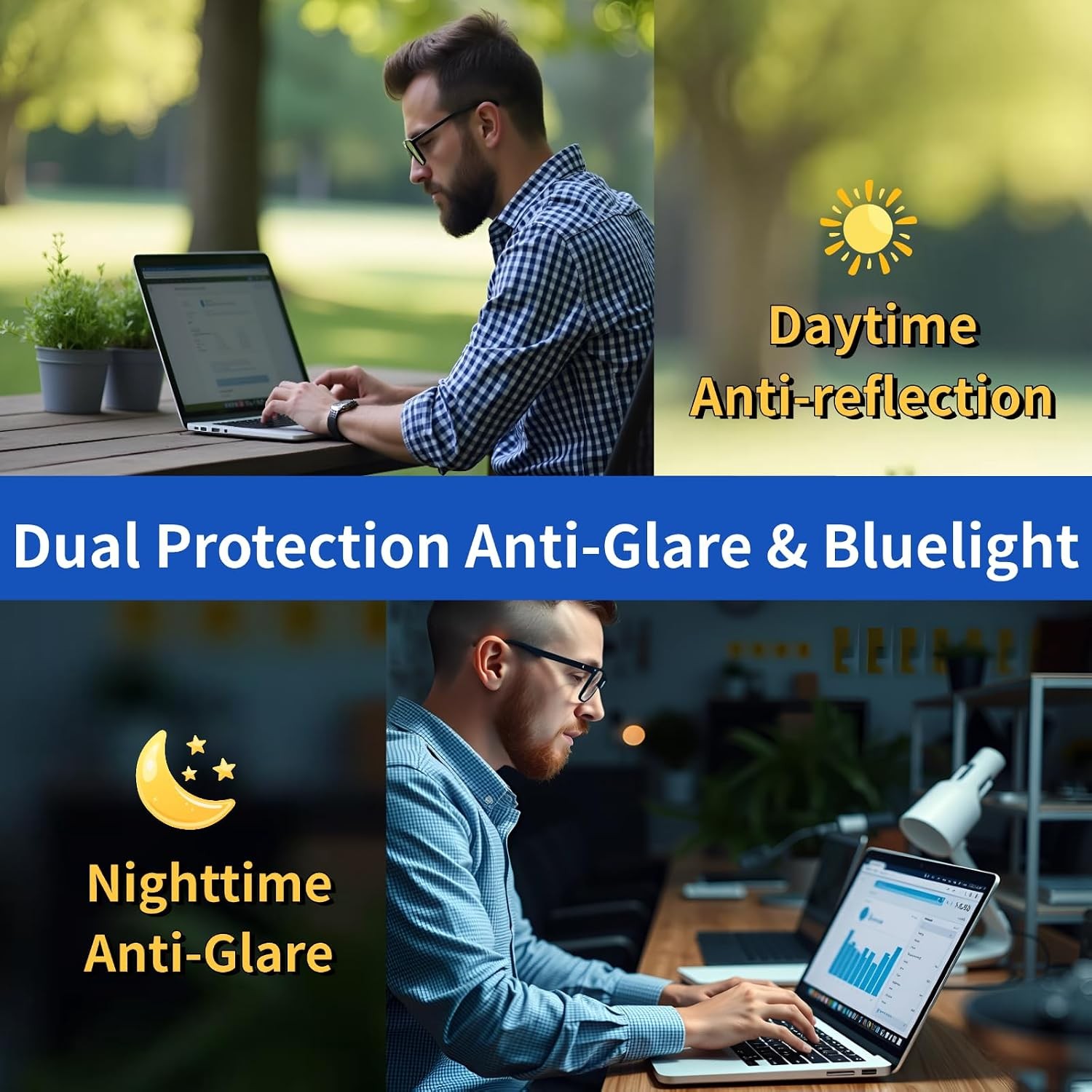 Blue Light Blocking Screen Protector for MacBook Air 13.6″ 2022-2026, 2 Pcs