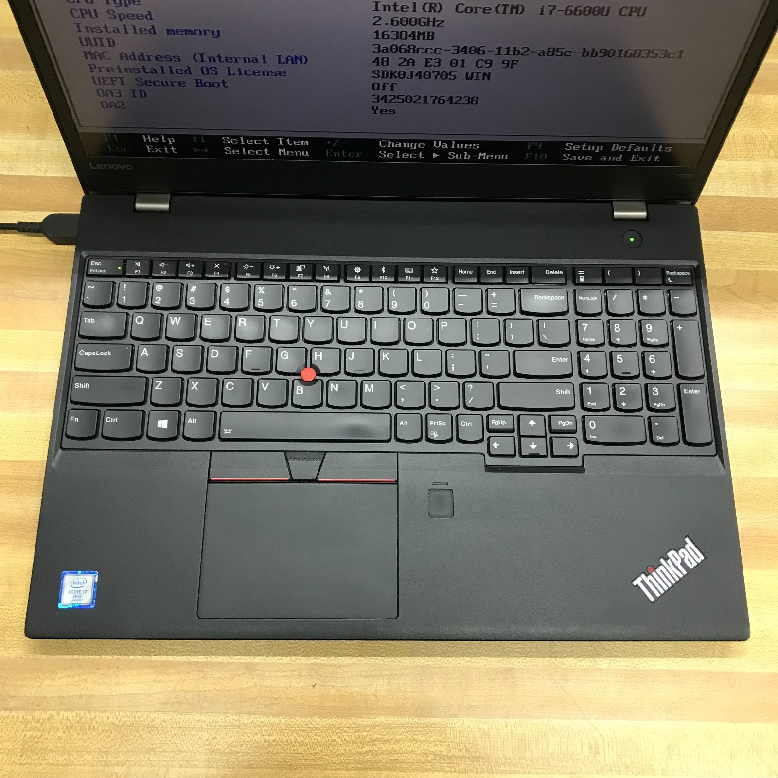 Lenovo ThinkPad T570 15.6″ i7-6600 2.60GHz 16GB RAM No SSD/Battery Boots to BIOS