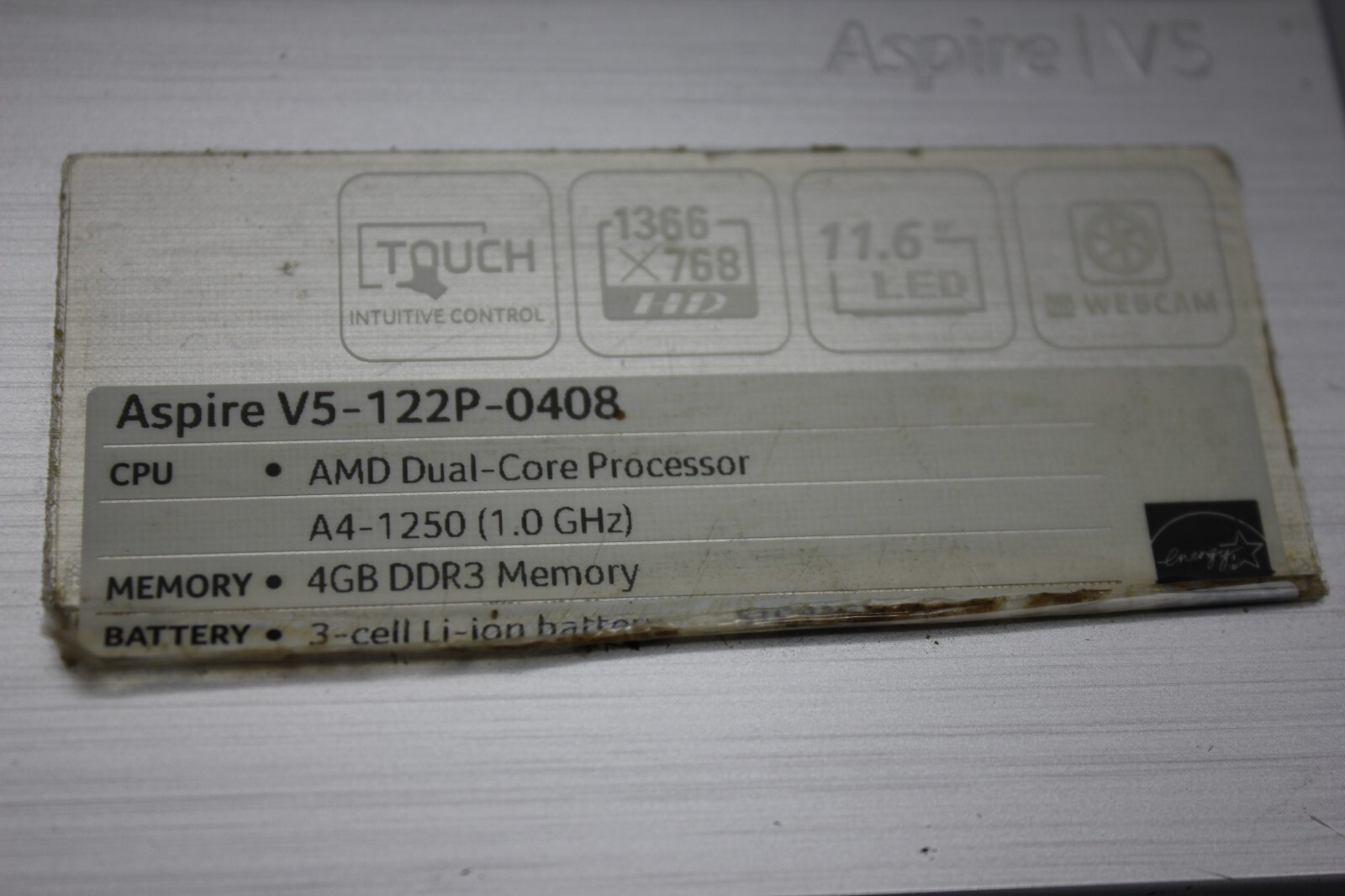 Acer Aspire V5 Series Touchscreen Laptop & Charger – UNTESTED – FOR PARTS ONLY