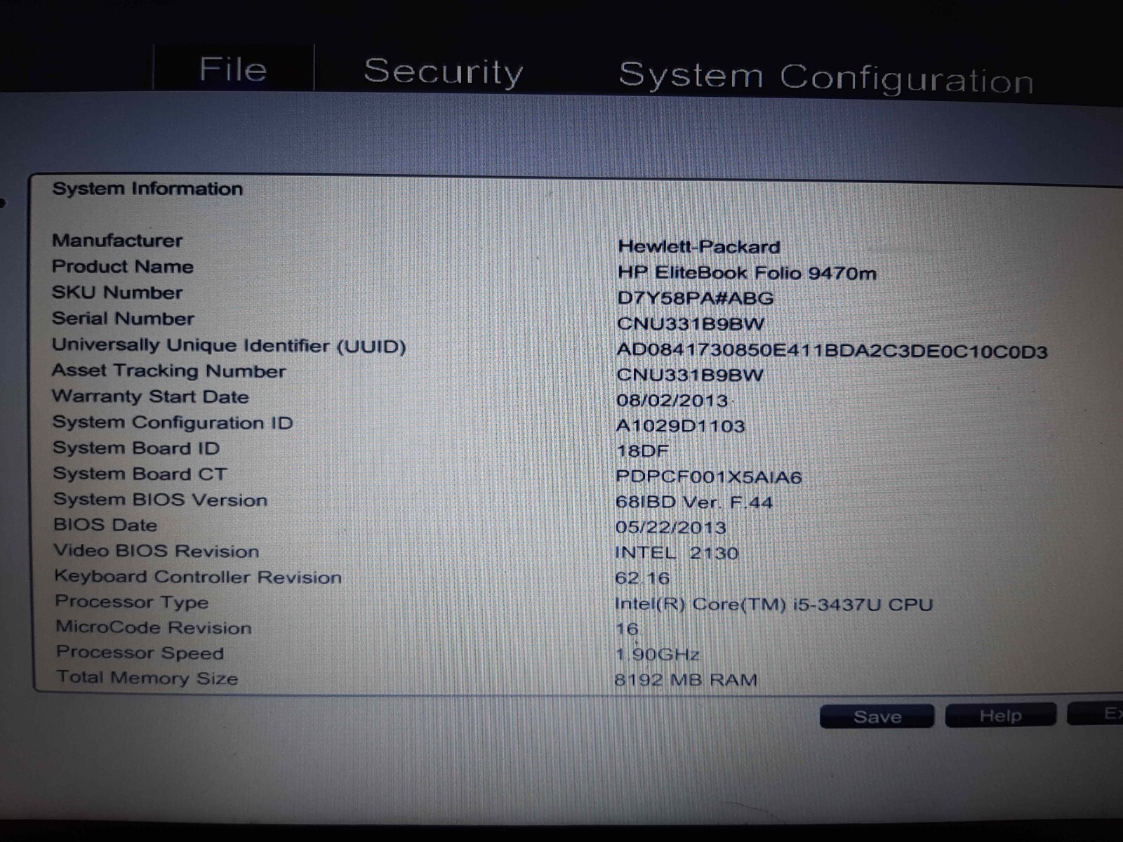 HP ELITEBOOK FOLIO 9470m i5-3437U 1.9GHz 8GB RAM ULTRABOOK unit 2 OF 4