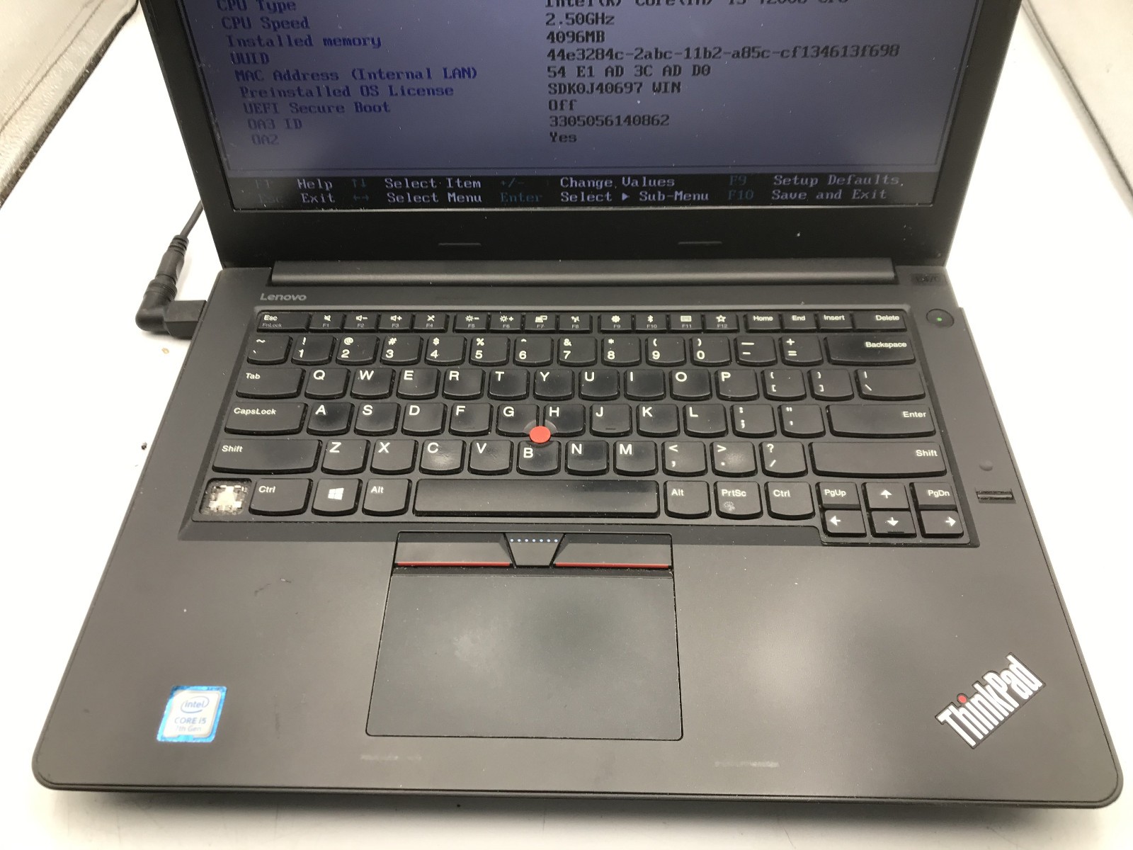 LENOVO THINKPAD E470 – BOOTS TO BIOS – INTEL I5 7TH GEN – NO RAM – READ DESC -BB