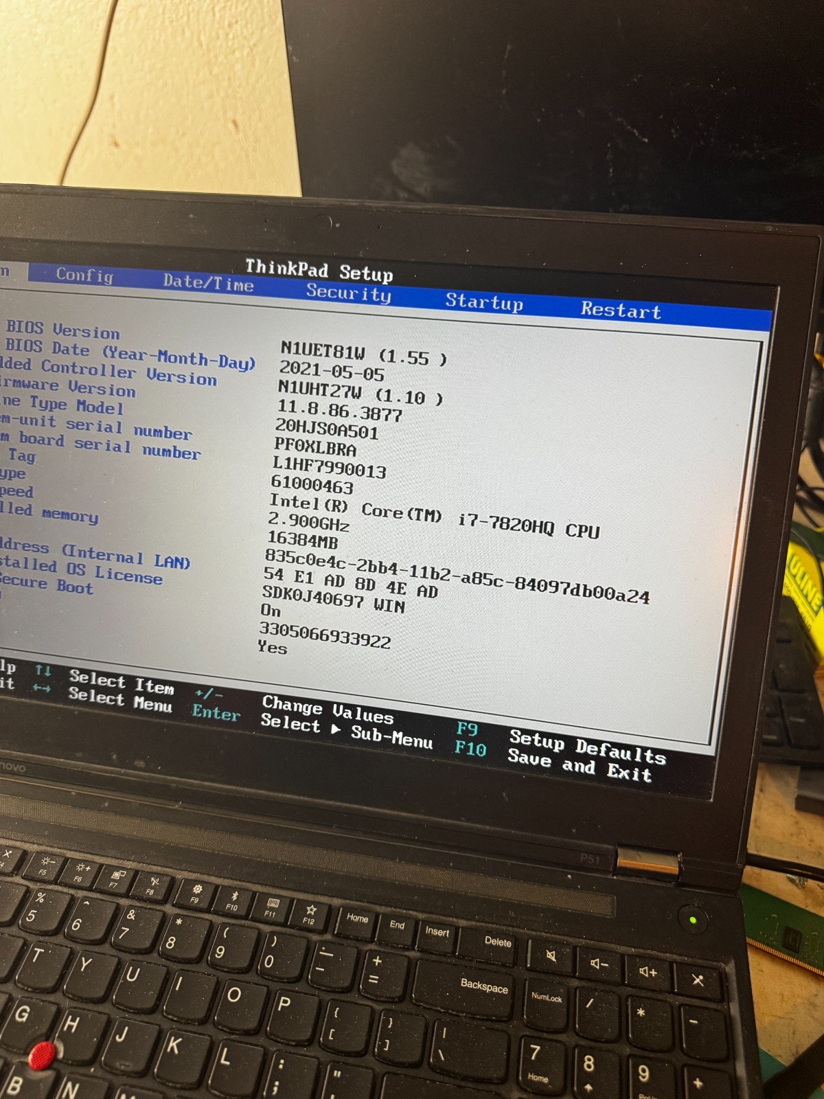 Lenovo ThinkPad P51 Core i7-7820HQ, 16GB RAM 15″ Laptop *READ #6213