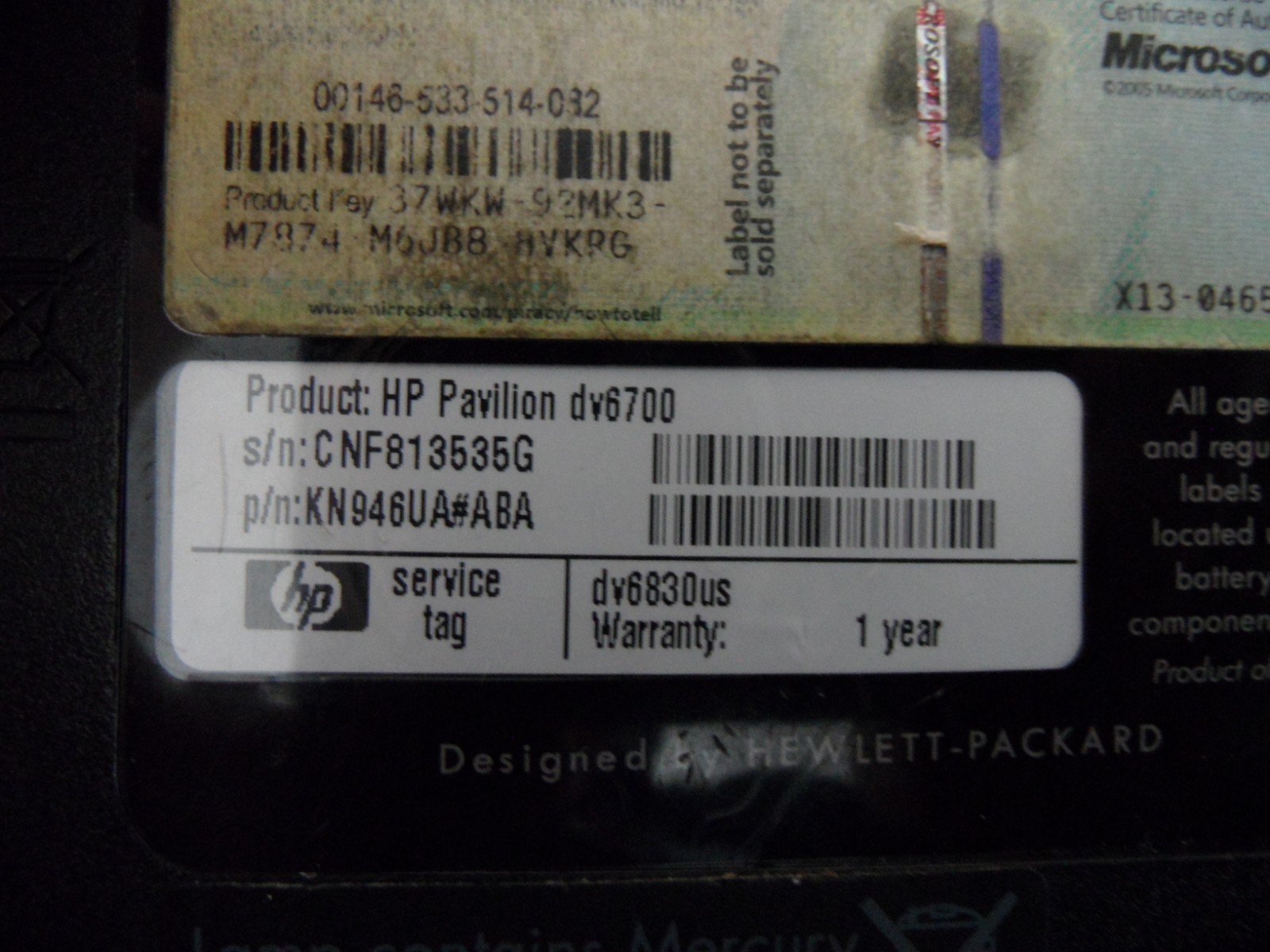 HP Pavilion dv6000 / dv6700 For Parts Posted Bios No Battery No HD 460901-001 ^