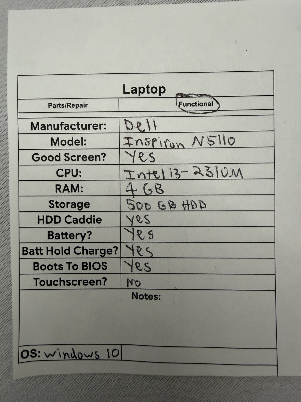 Dell Inspiron N5110 Laptop – Intel i3-2310M – RAM 4GB – Read Des