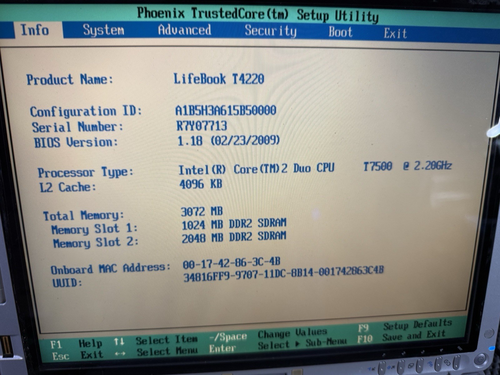 Fujitsu Lifebook T4220 Core 2 Duo T7500 / 3GB / NO HDD Tablet PC Pen Boots only