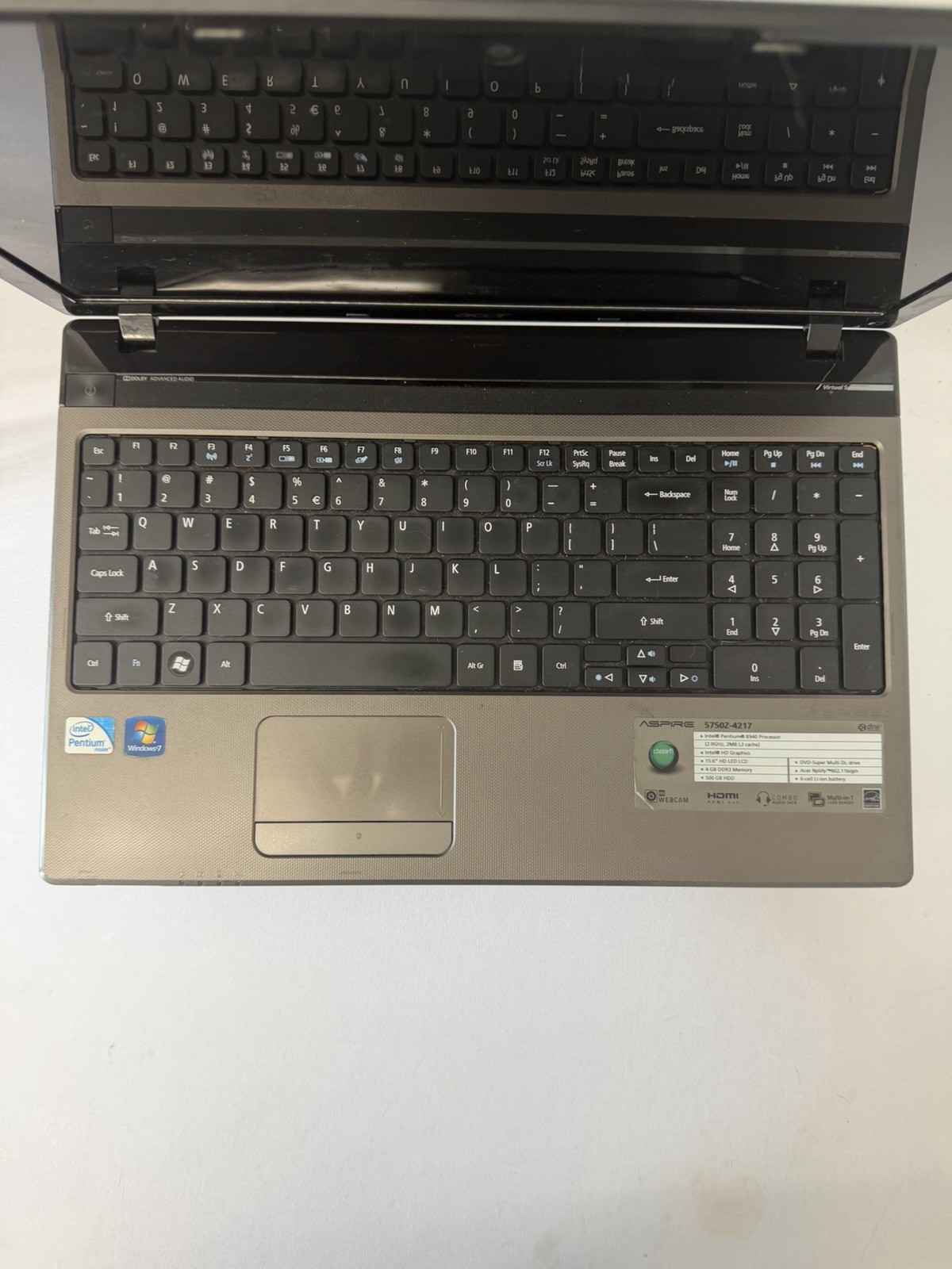 Acer Aspire 5750Z-4217 Laptop – Good Screen – Intel Pentium B950 – Read Des
