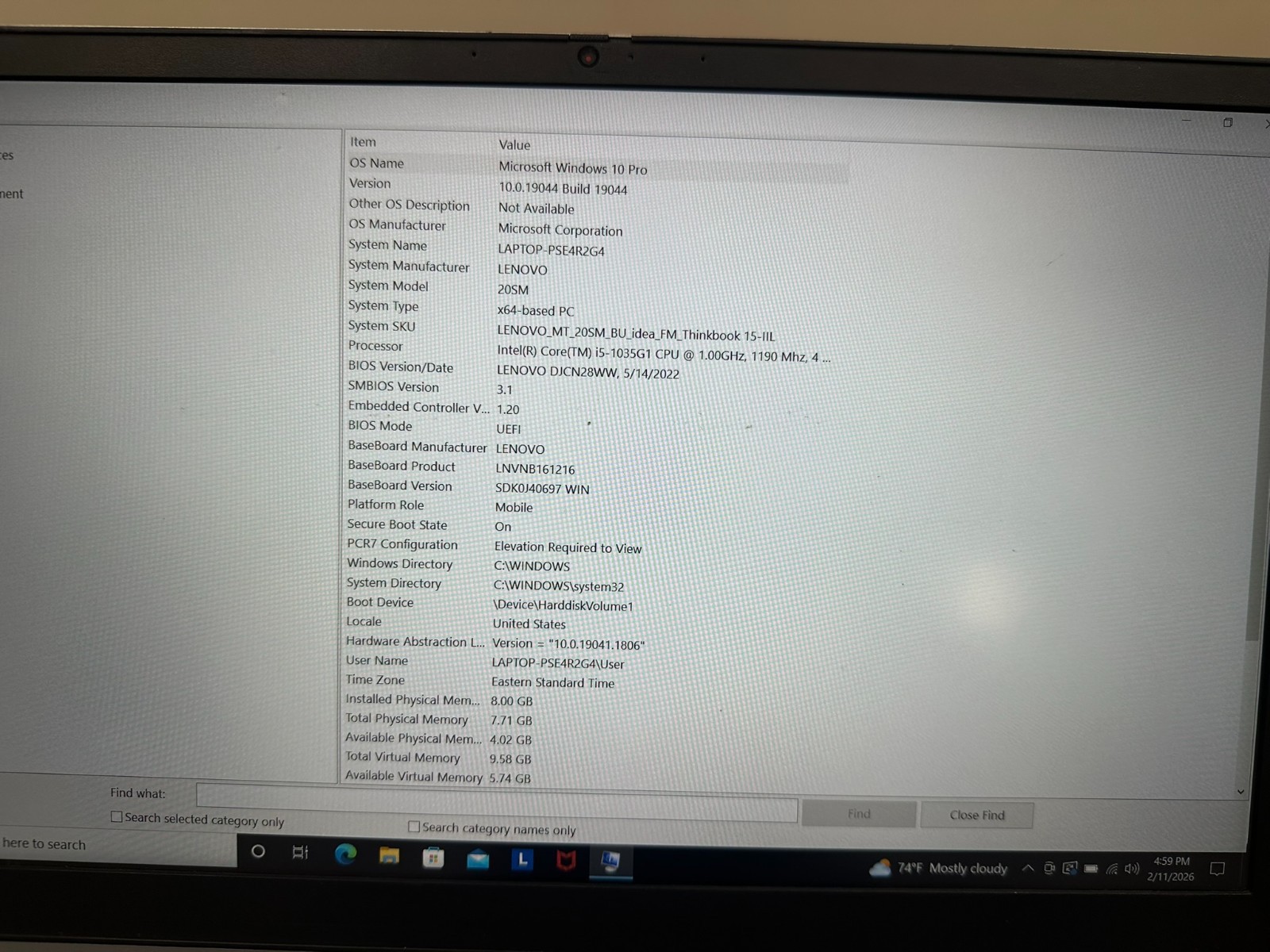 Lenovo Laptop ThinkBook 15-IIL 20SM