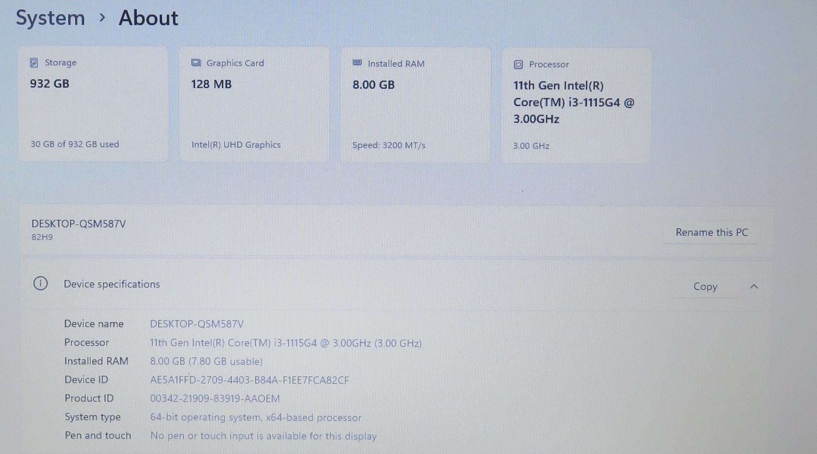 Lenovo IdeaPad 3 15.6in FHD 17ITL6 i3 1115G4 3.0GHz 8GB RAM 1TB Win11