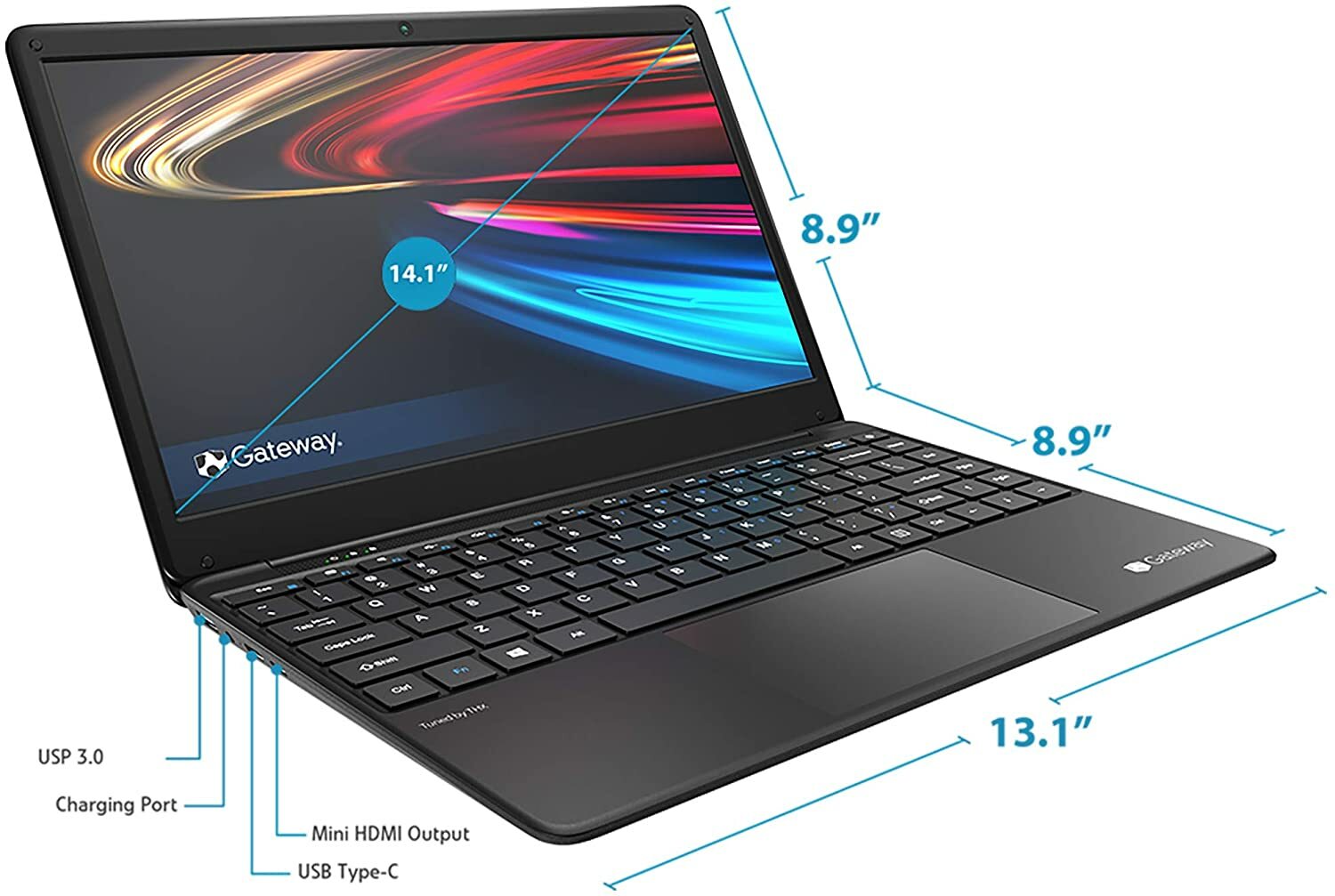 Gateway 14.1″ FHD Ultra Slim Laptop Celeron N3350 1.1GHz 4GB RAM 64GB eMMC W10S