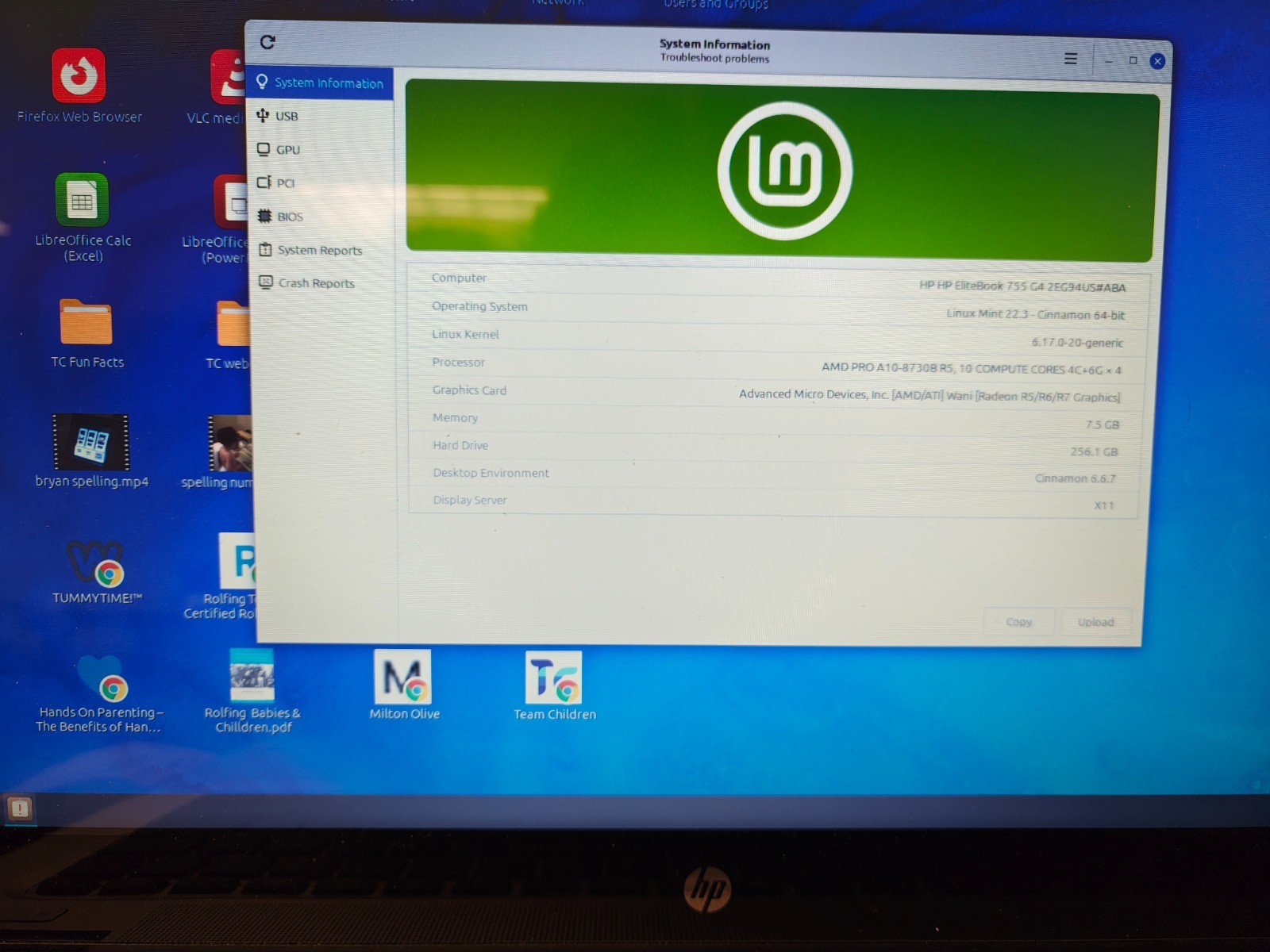 HP Elitebook 755 G4 AMD PRO A12-9800B R7 8GB RAM 256GB SSD NO BATT