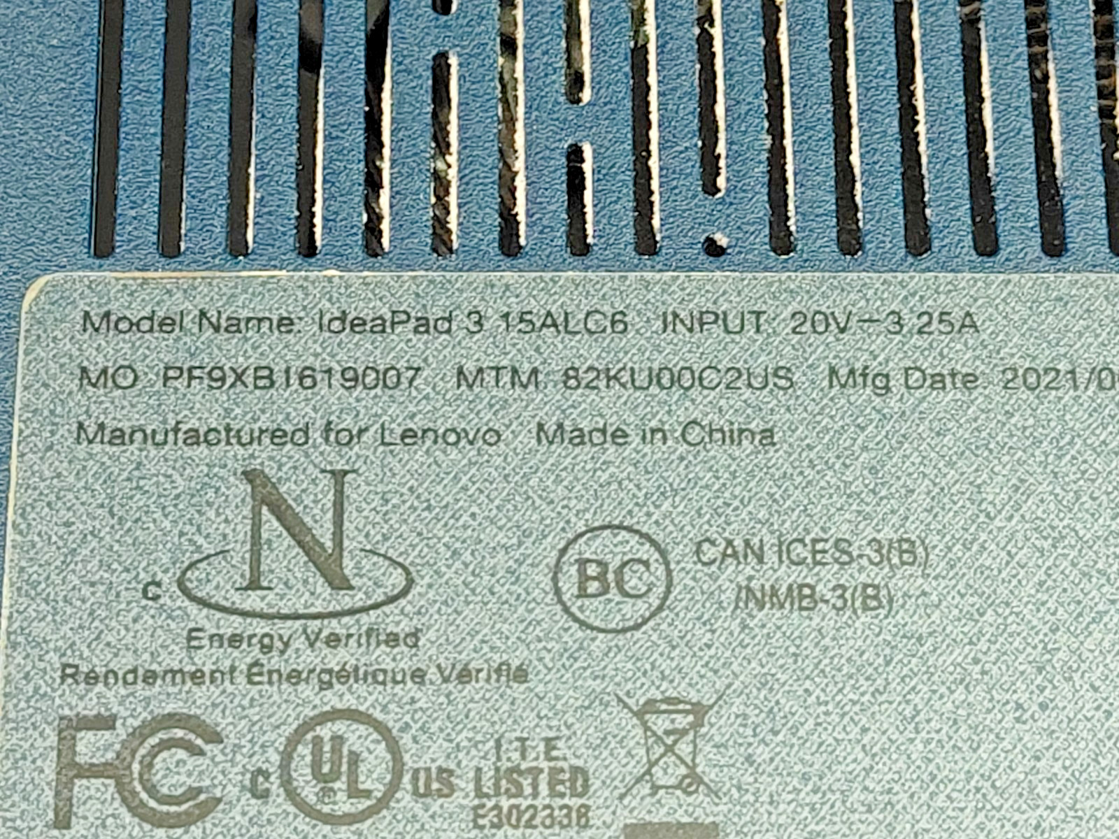 Lenovo IdeaPad 3 13ALC6 Notebook – PARTS ONLY – CORRUPT BIOS