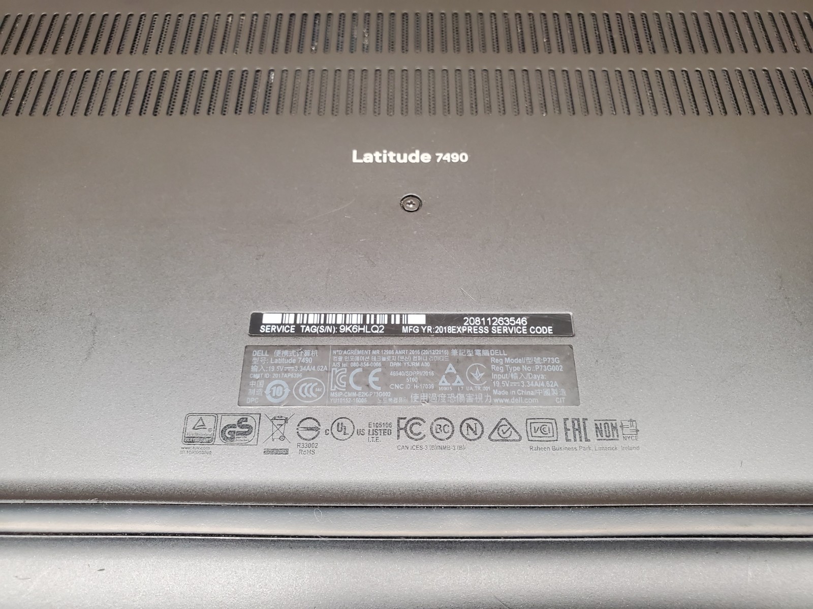 Dell Latitude 7490 Core i7-8650U@1.9GHz 16GBram 512ssd “Professionally Restored”