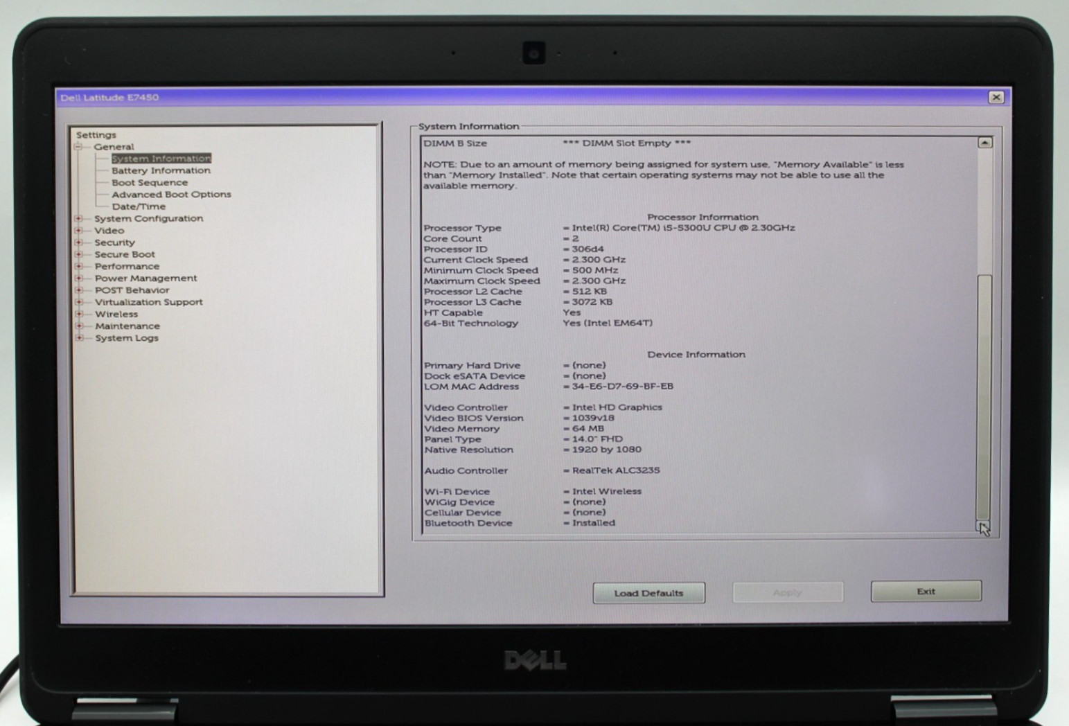 Dell Latitude E7450 i5-5300U@2.3GHz 8GB DDR3 NO STORAGE OR OS *USED/TESTED*