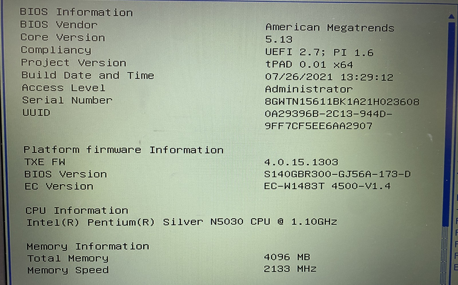 GWTN156-11 15″ Pentium Silver N5030 1.1GHz 4GB RAM 124GB SSD NO OS NO BATT