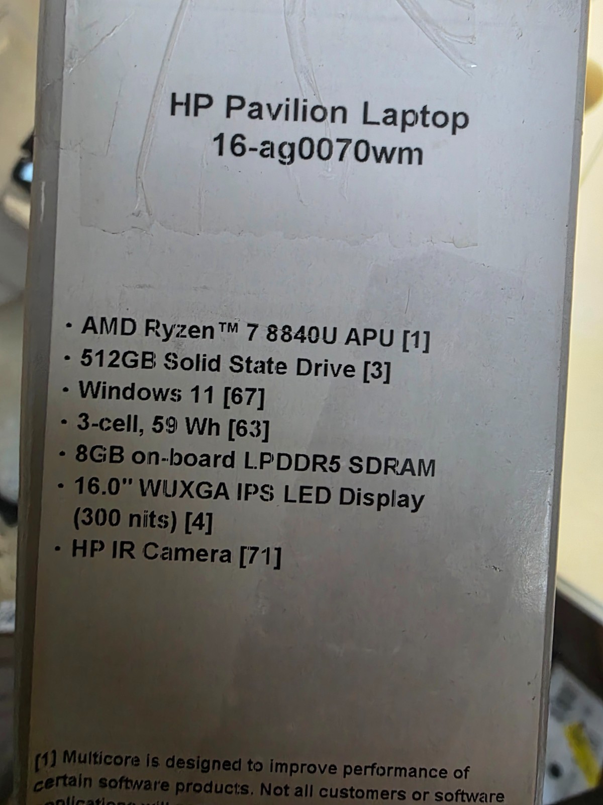 HP Pavilion Laptop 16″ WUXGA IPS Ryzen 7 8840U 8GB RAM 512GB SSD – Meteor Silver